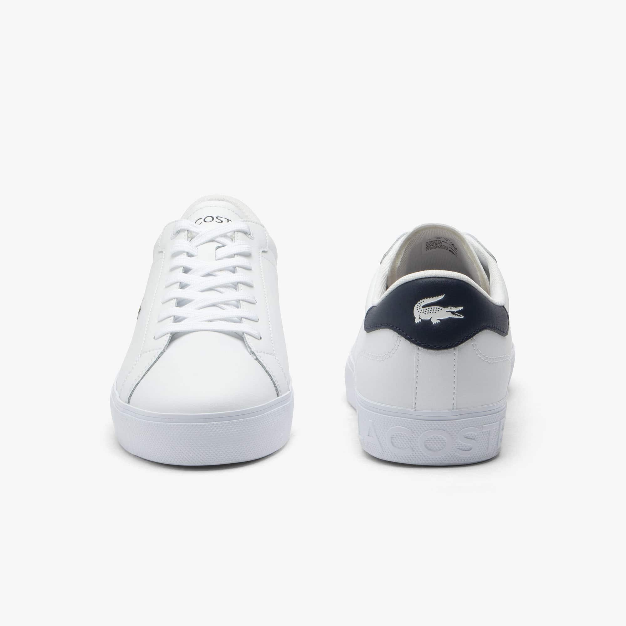 Men's Powercourt Graphic Leather Sneakers - WHITE / NAVY
