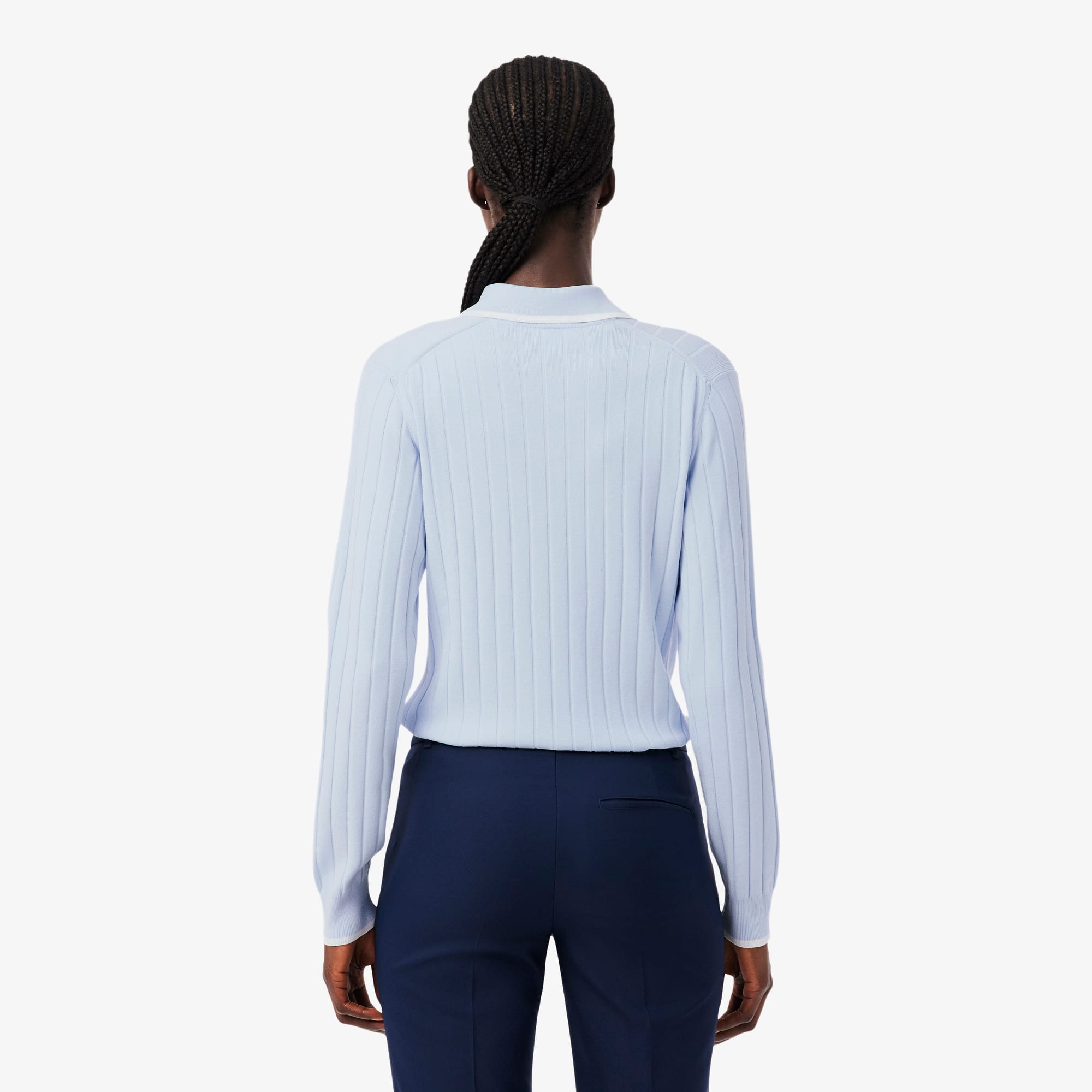 Women's Polo Collar Stretch Golf Sweater - Bleu Clair / Blanc