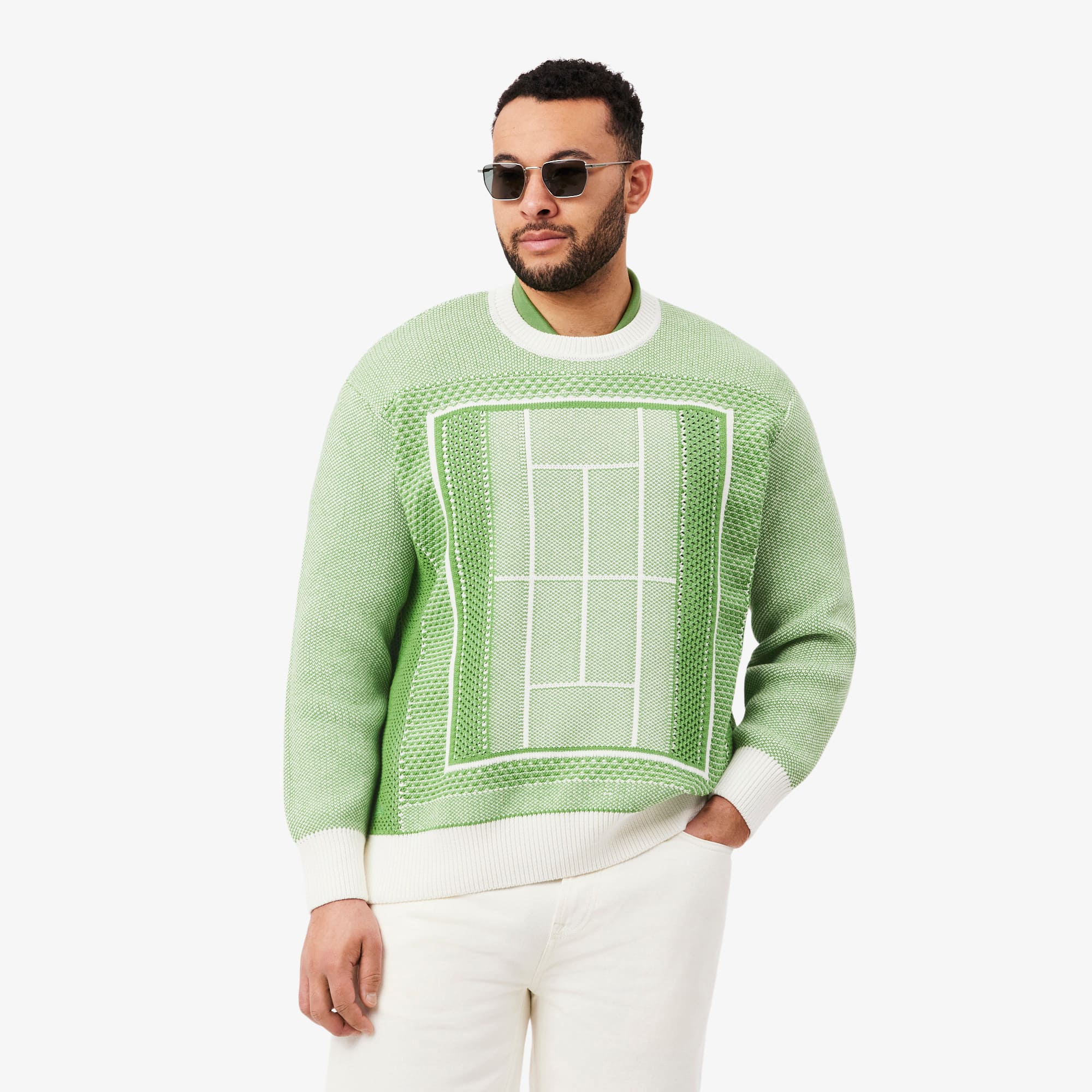 Tennis Court Graphic Sweater - Vert / Blanc