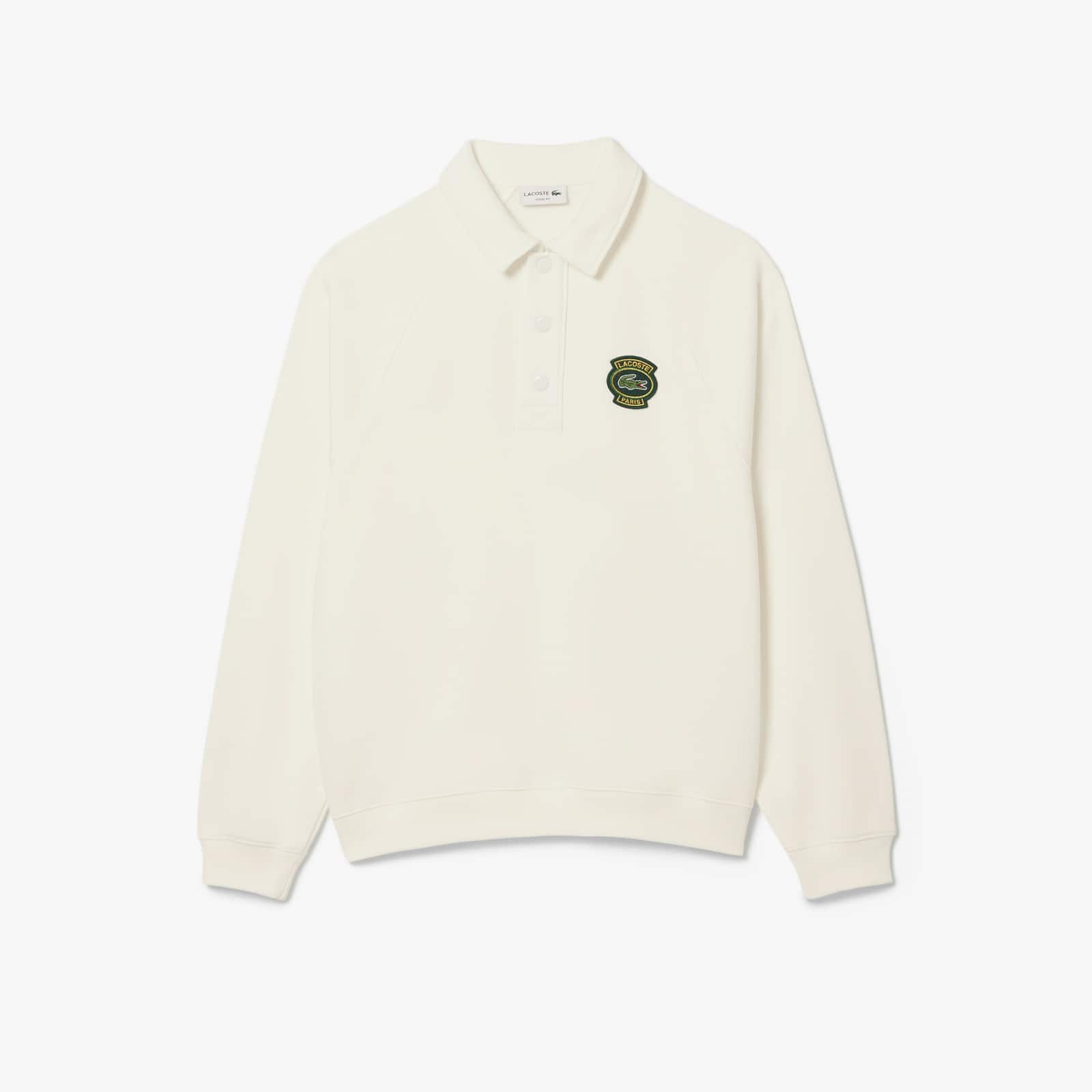 Men's Loose Fit Polo Collar Fleece Sweatshirt - White