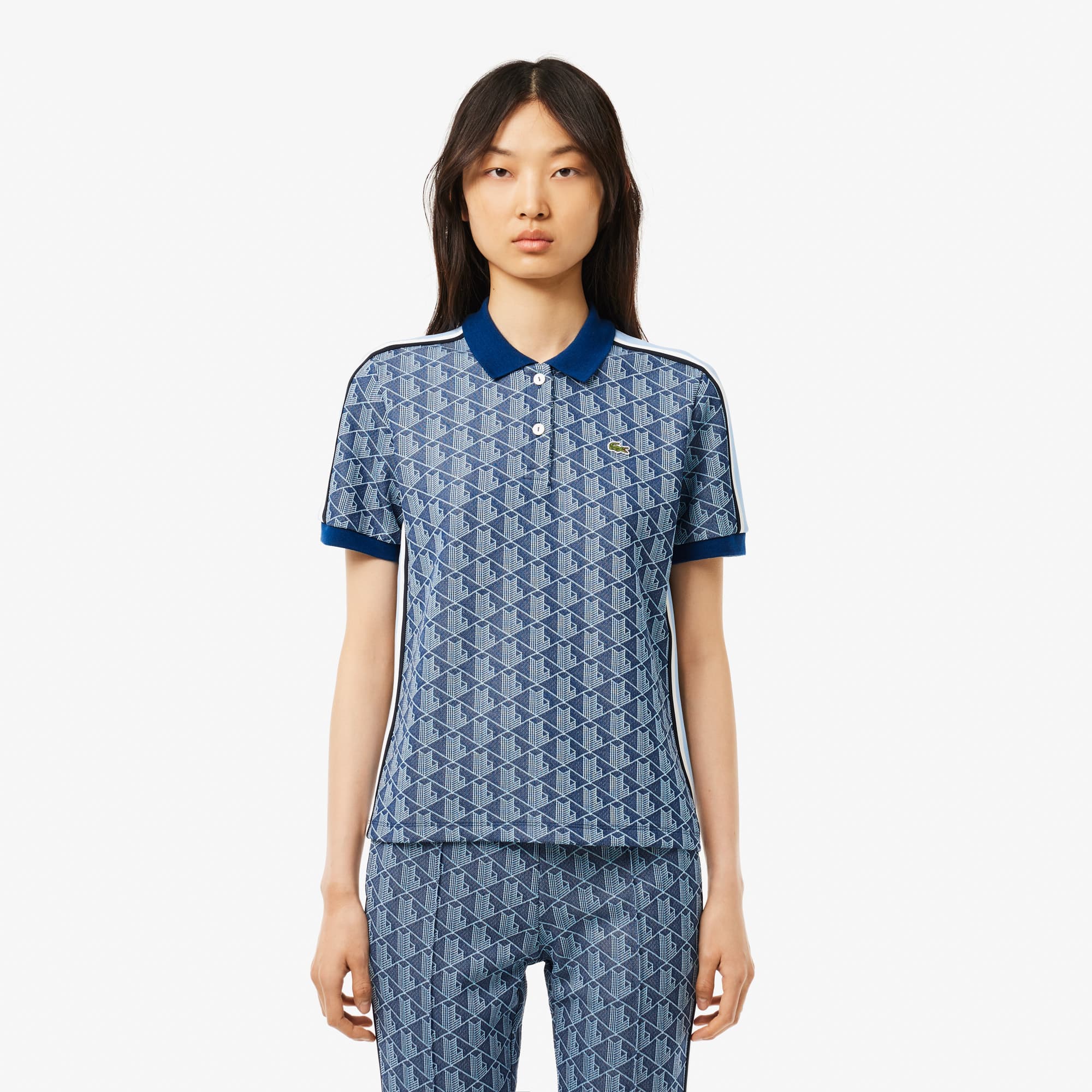 Women's Slim Fit Monogram Polo - Blue