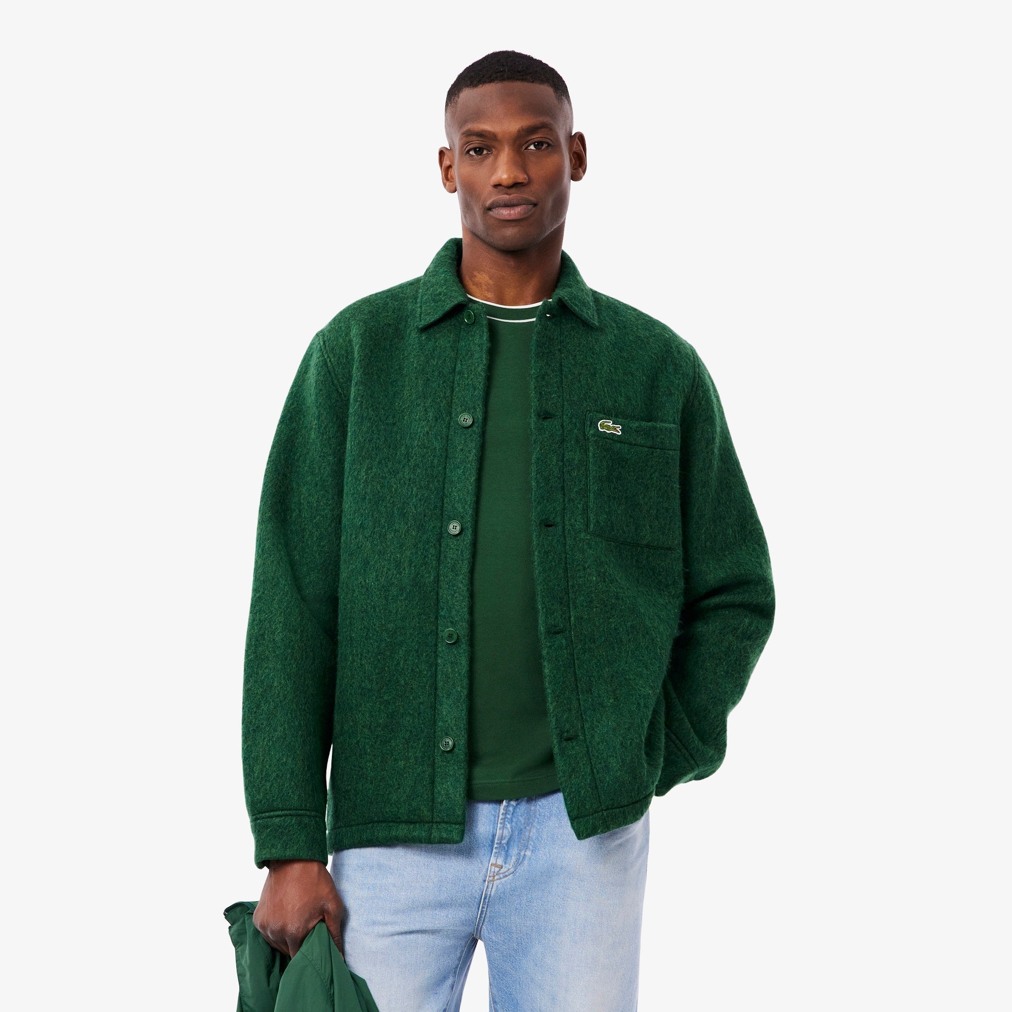 Men's Wool Blend Overshirt - Pine green