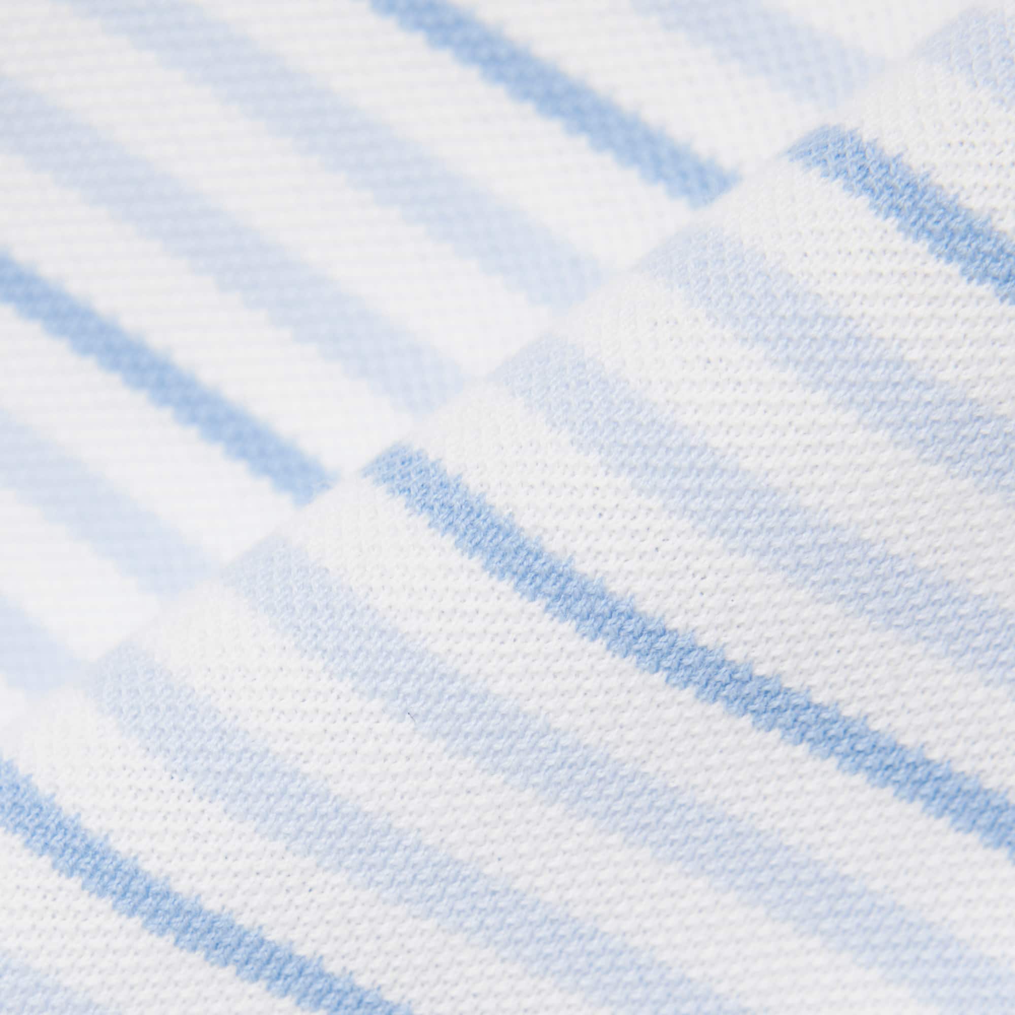 Classic Fit Striped Petit Piqué Polo - Light Blue / White