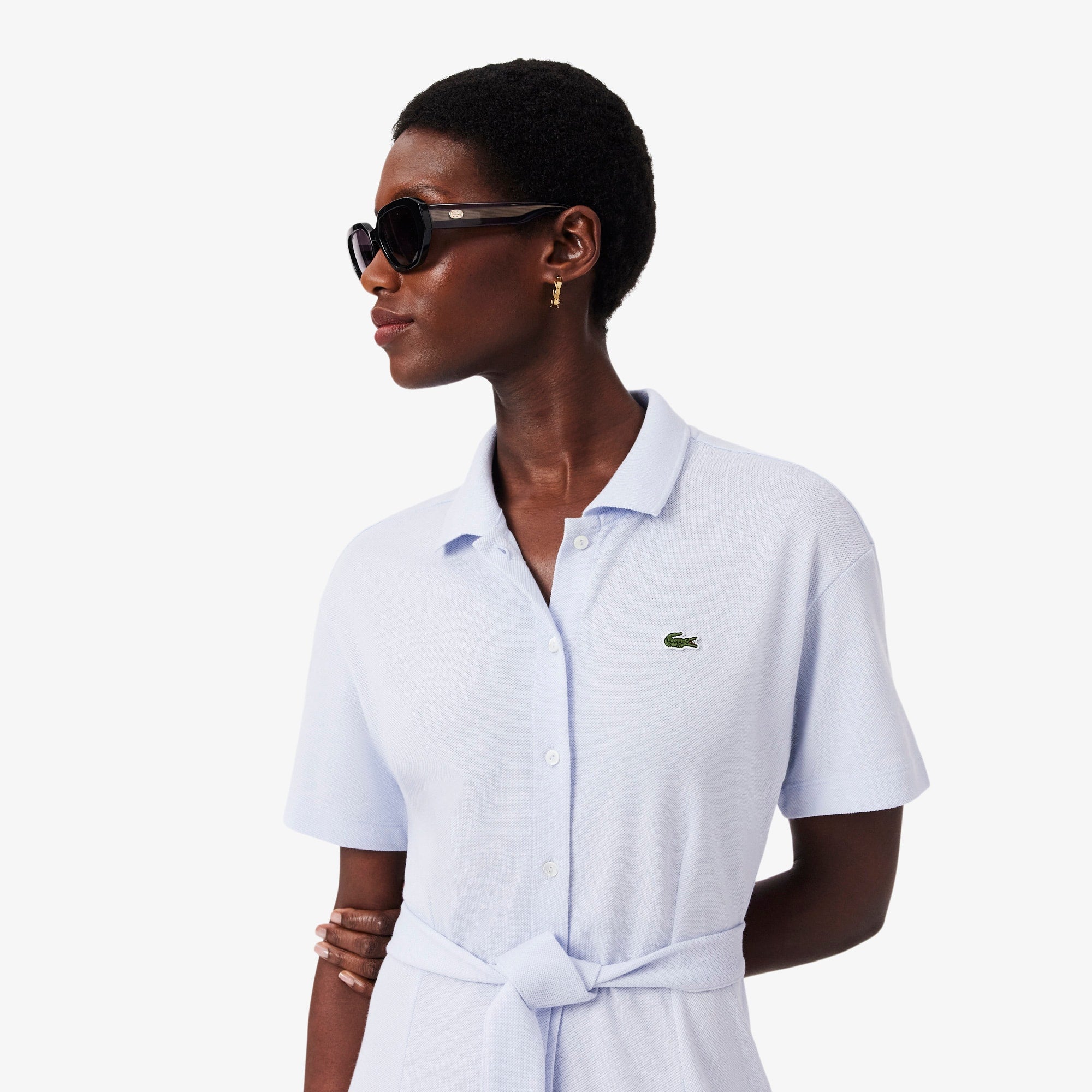 Women's Flared Mini-Piqué Polo Dress - Phoenix blue