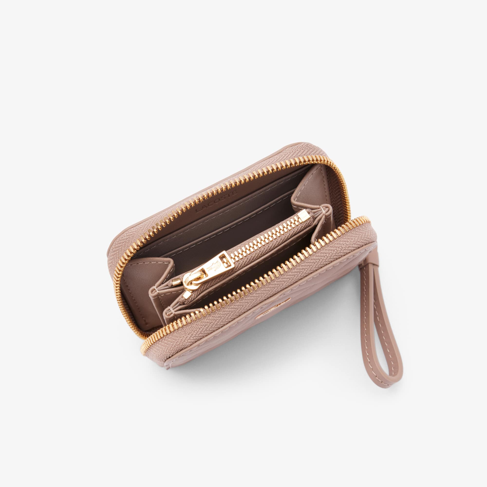 Small Crocodelle Leather Coin Purse - Taupe