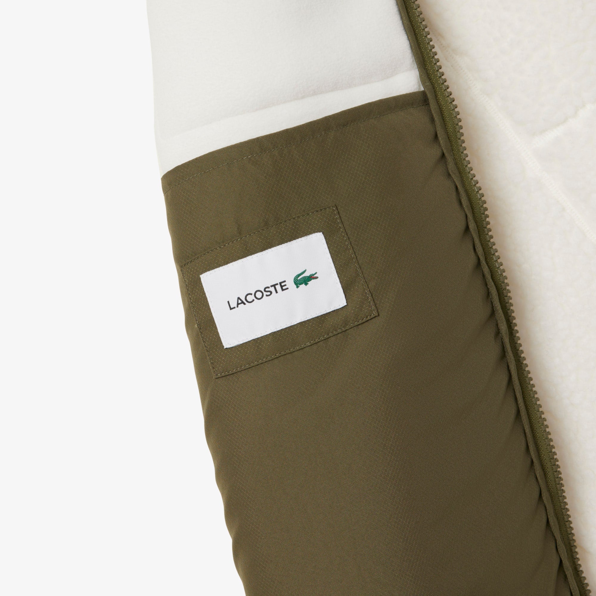 Men's Colorblock Sherpa Fleece Jacket - White / Khaki Green