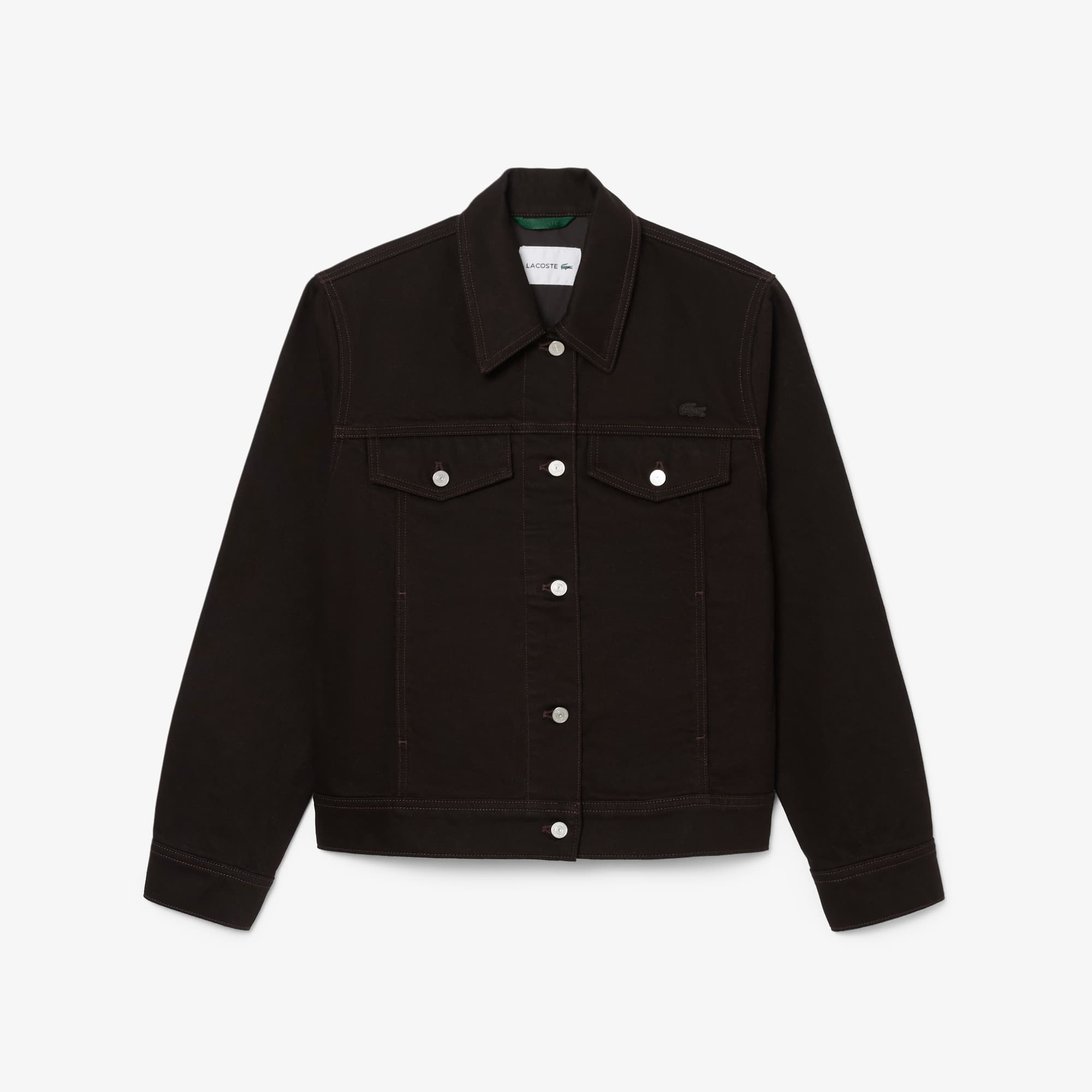 Slim Fit Buttoned Denim Jacket - Brown