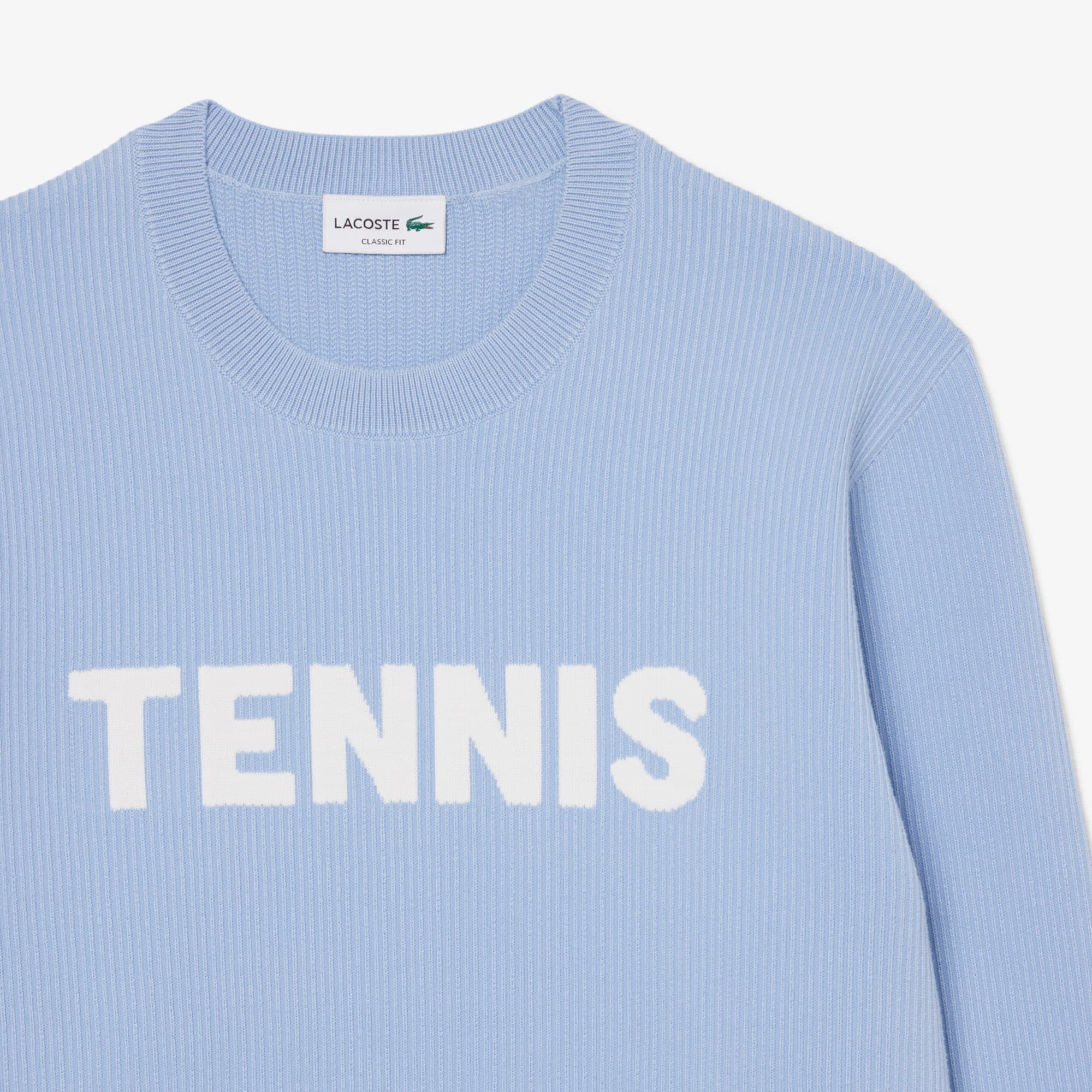 Tennis Crew Neck Sweater - Light Blue / White