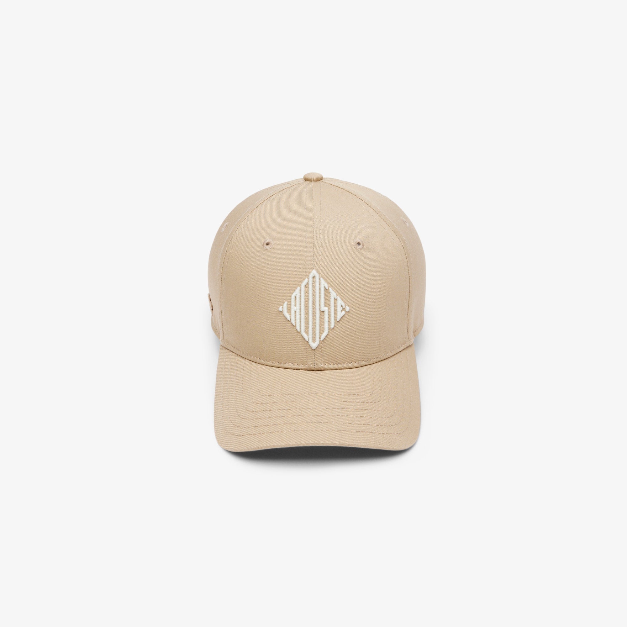Embroidered Cotton Twill Cap - Beige