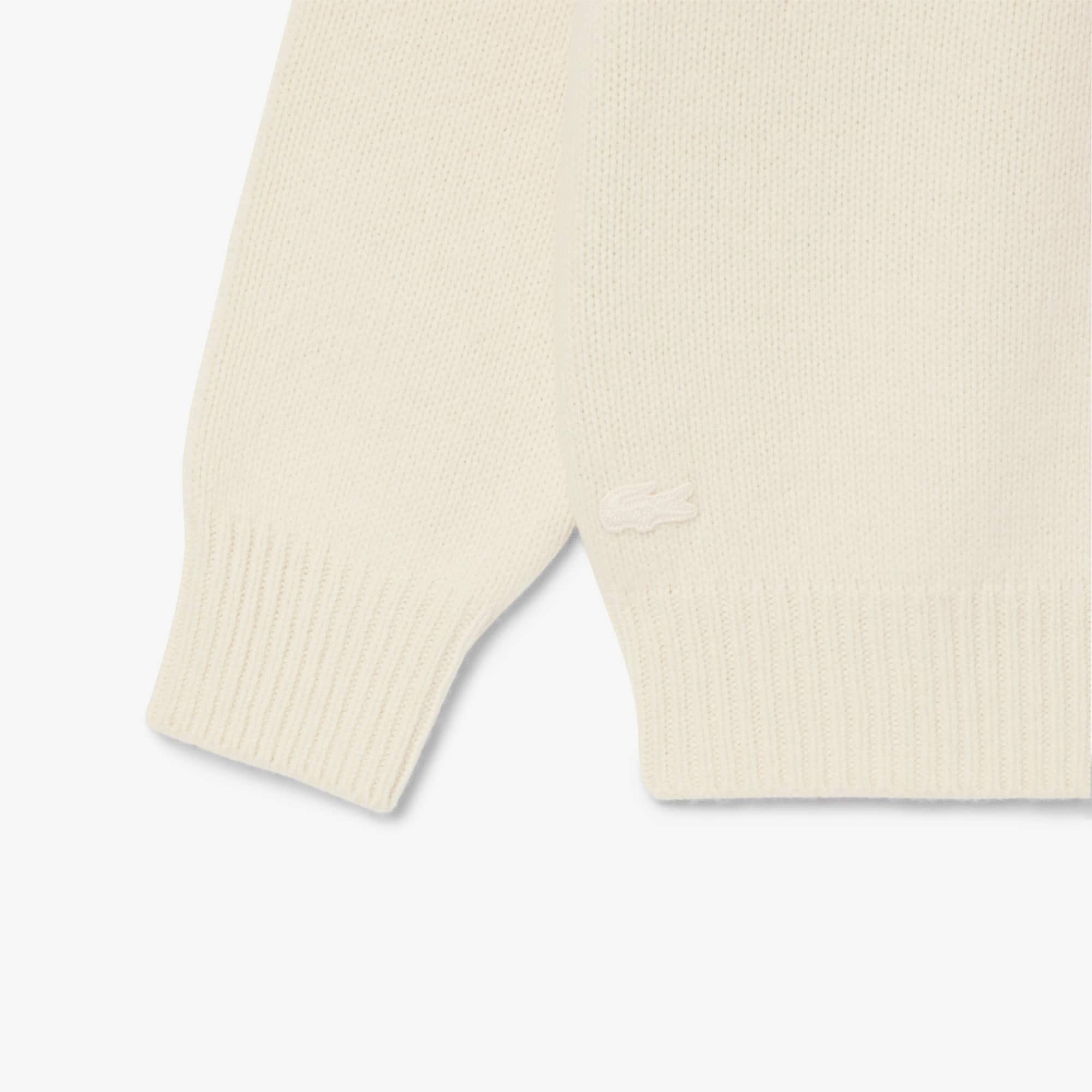 Women's Intarsia Branded Wool Sweater - Cream