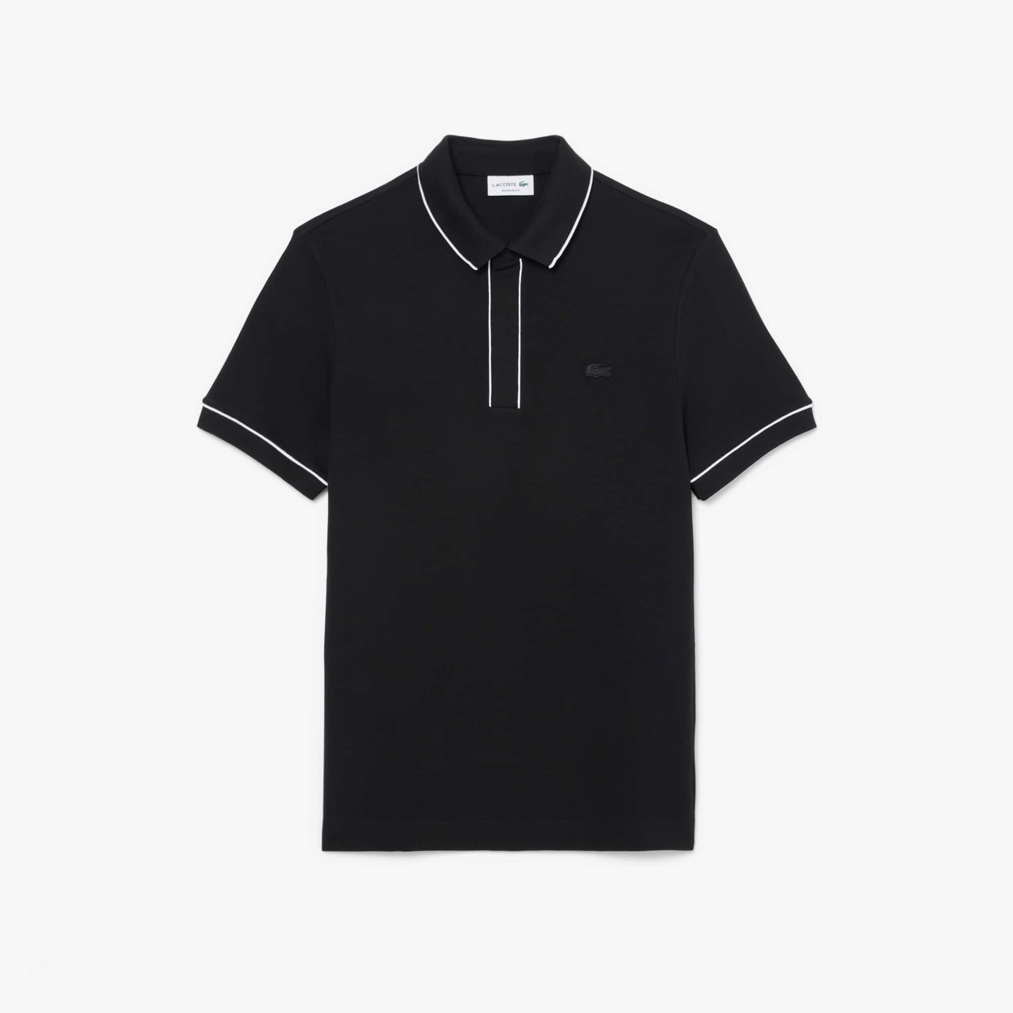 Men's Regular Fit Paris Stretch Piqué Polo - Black
