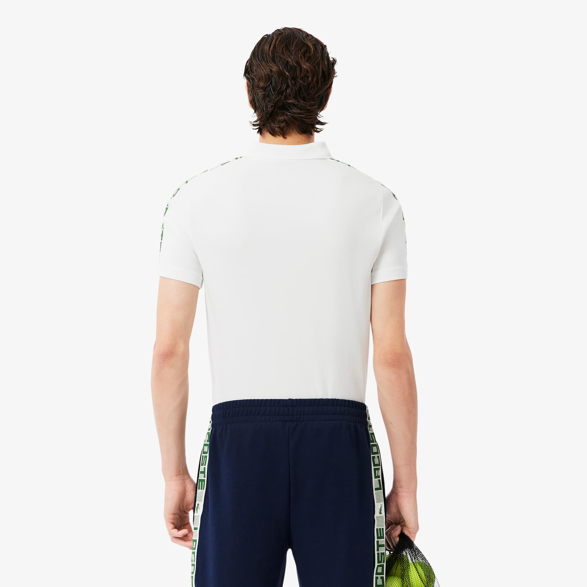 Men's Ultra Dry Branded Stripe Tennis Polo - White