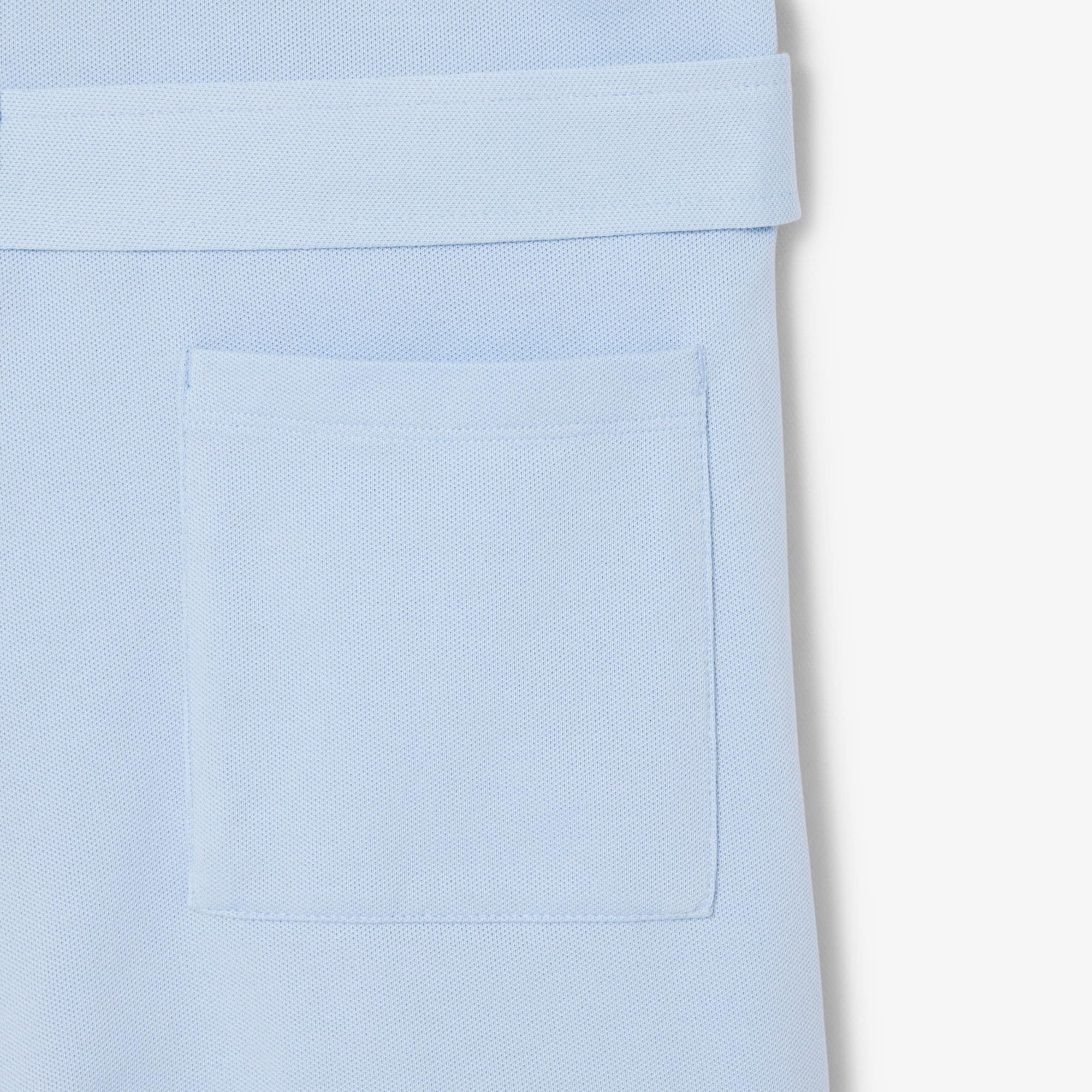 Stretch Piqué Polo Collar Romper - Light Blue
