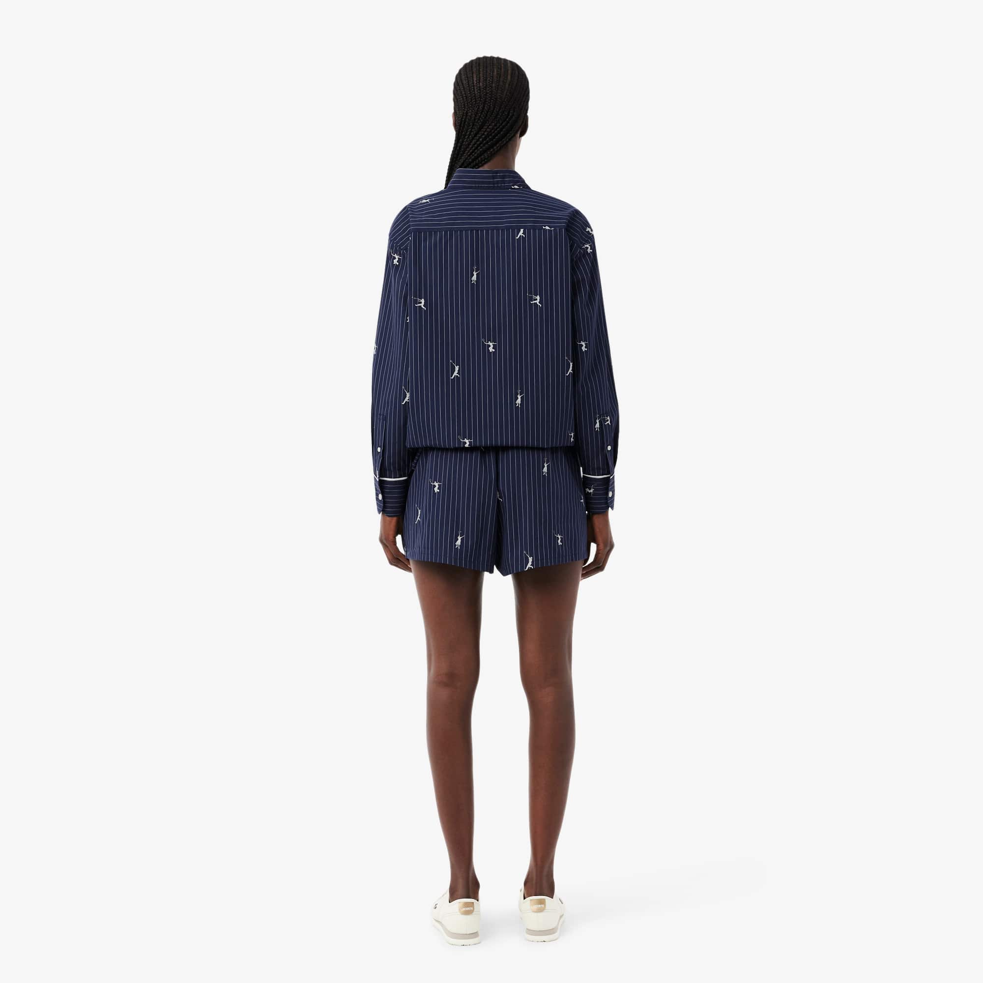 Cotton Poplin Boxer Shorts - Navy Blue / White