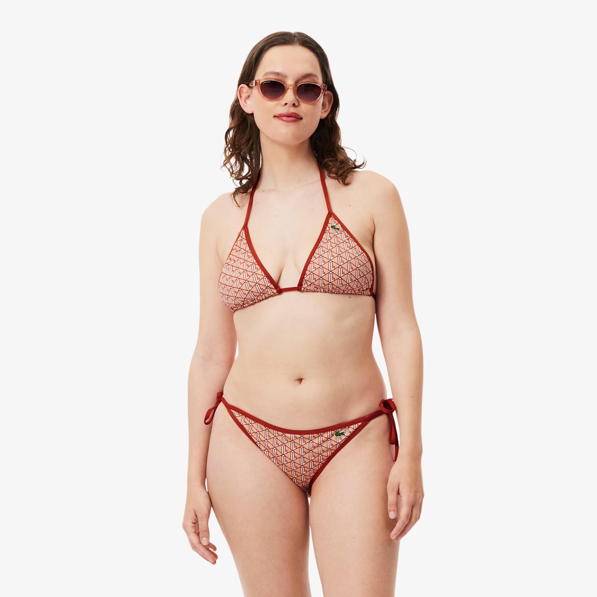 Women's Printed Jersey Swim Top - Brown / Beige
