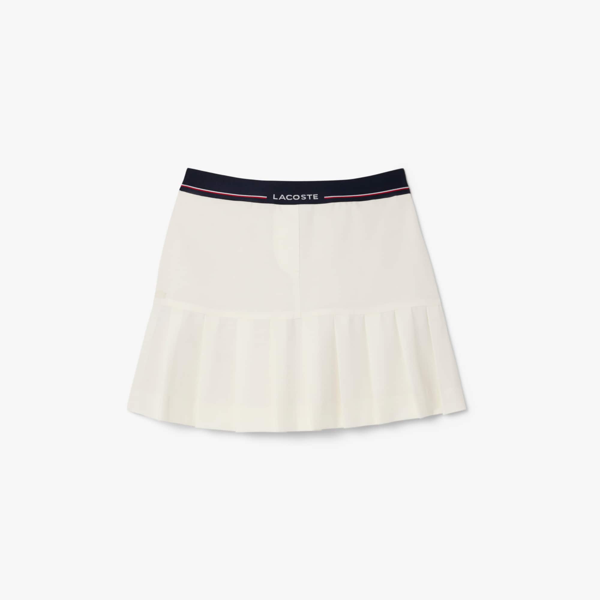 Women's Short Pleated Wool Blend Skirt - Cream