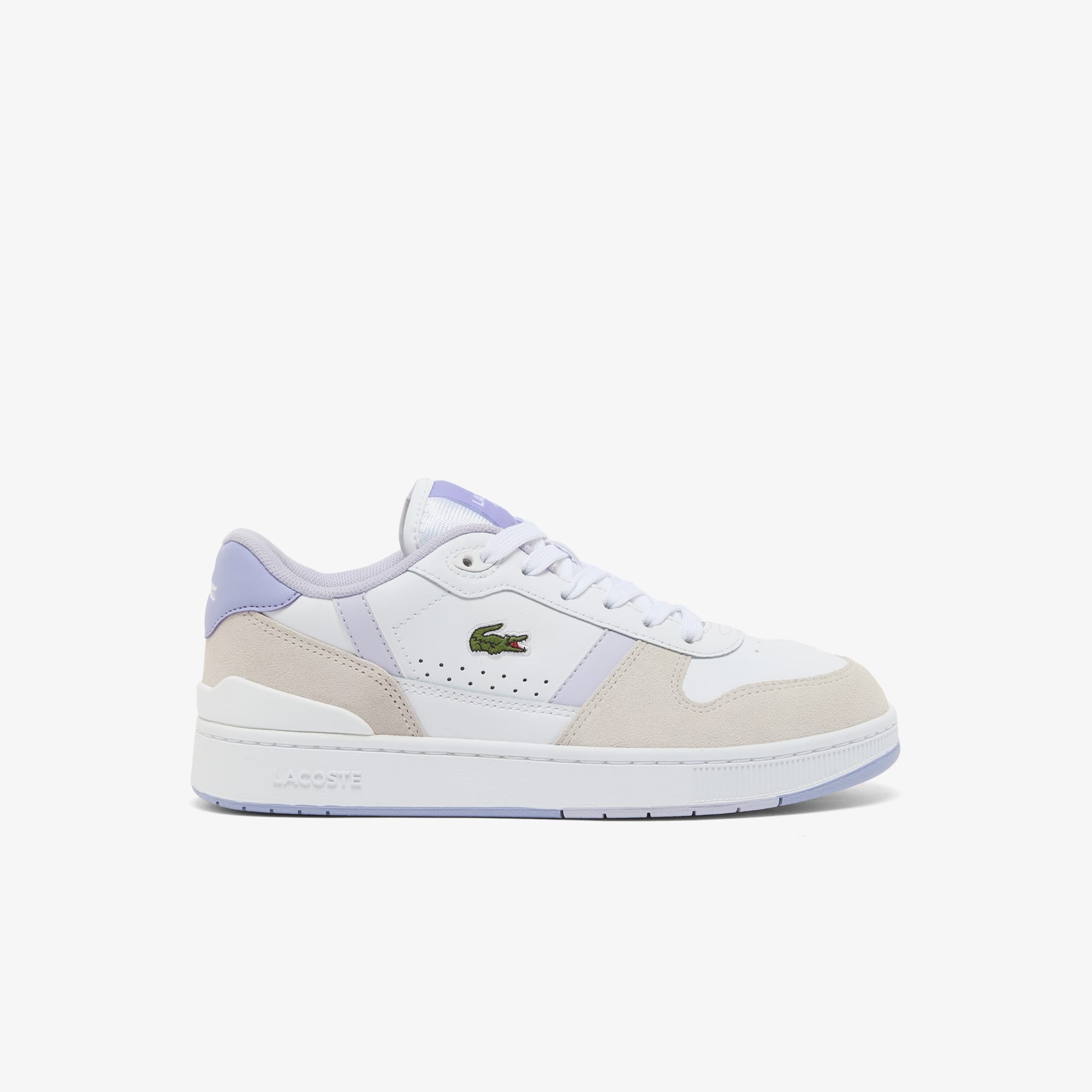 Women's T-Clip Set Leather Sneakers - WHT/LT PURP