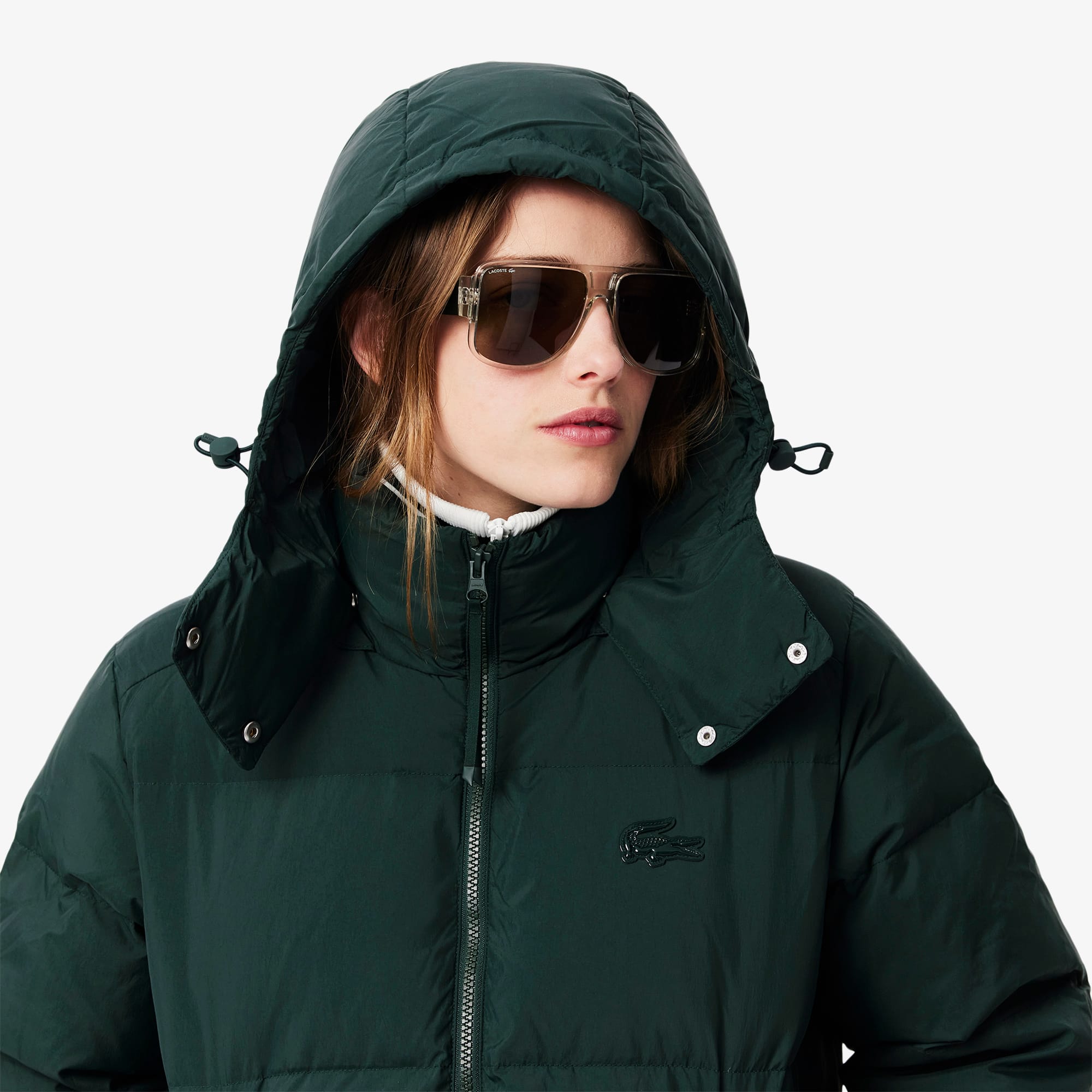 Women's Relaxed Fit Hooded Down Jacket - Forest green