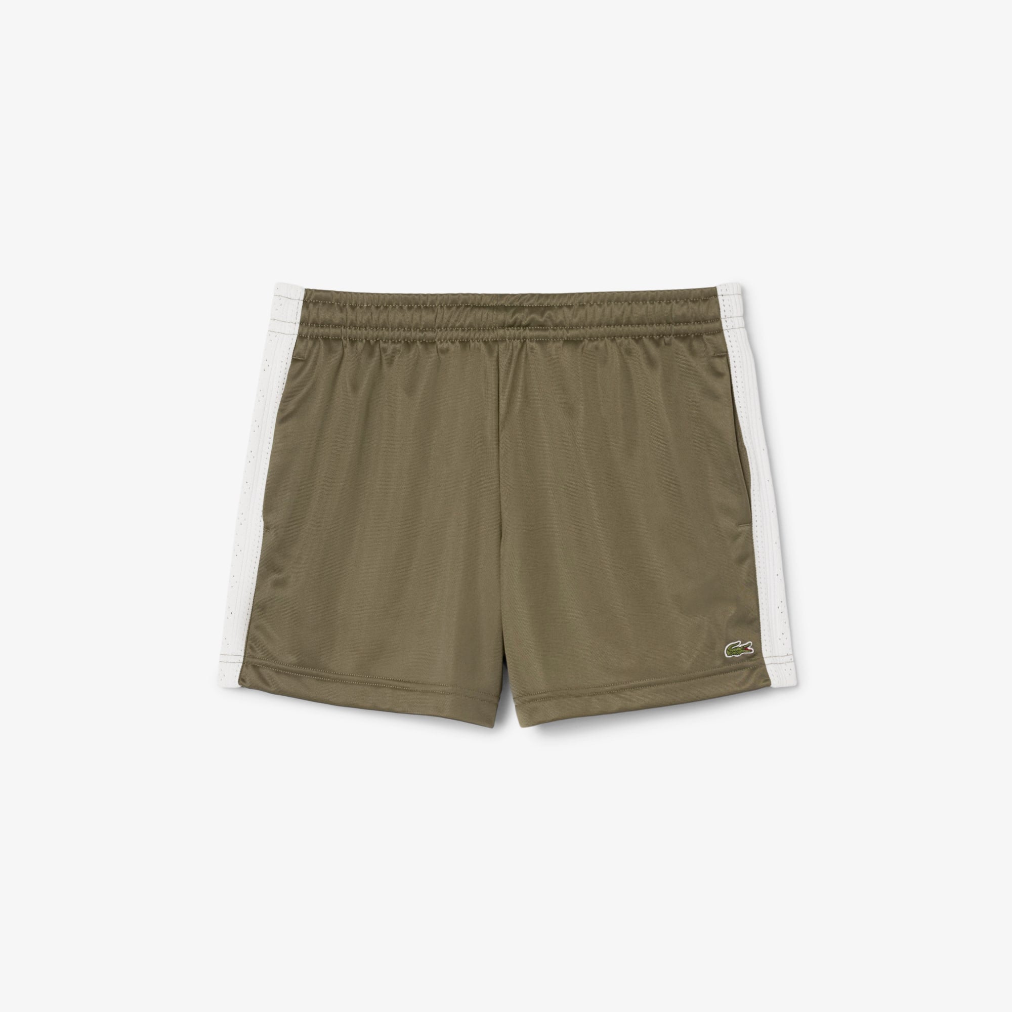 Women's Satin Jersey Pointelle Stripe Shorts - Khaki Green