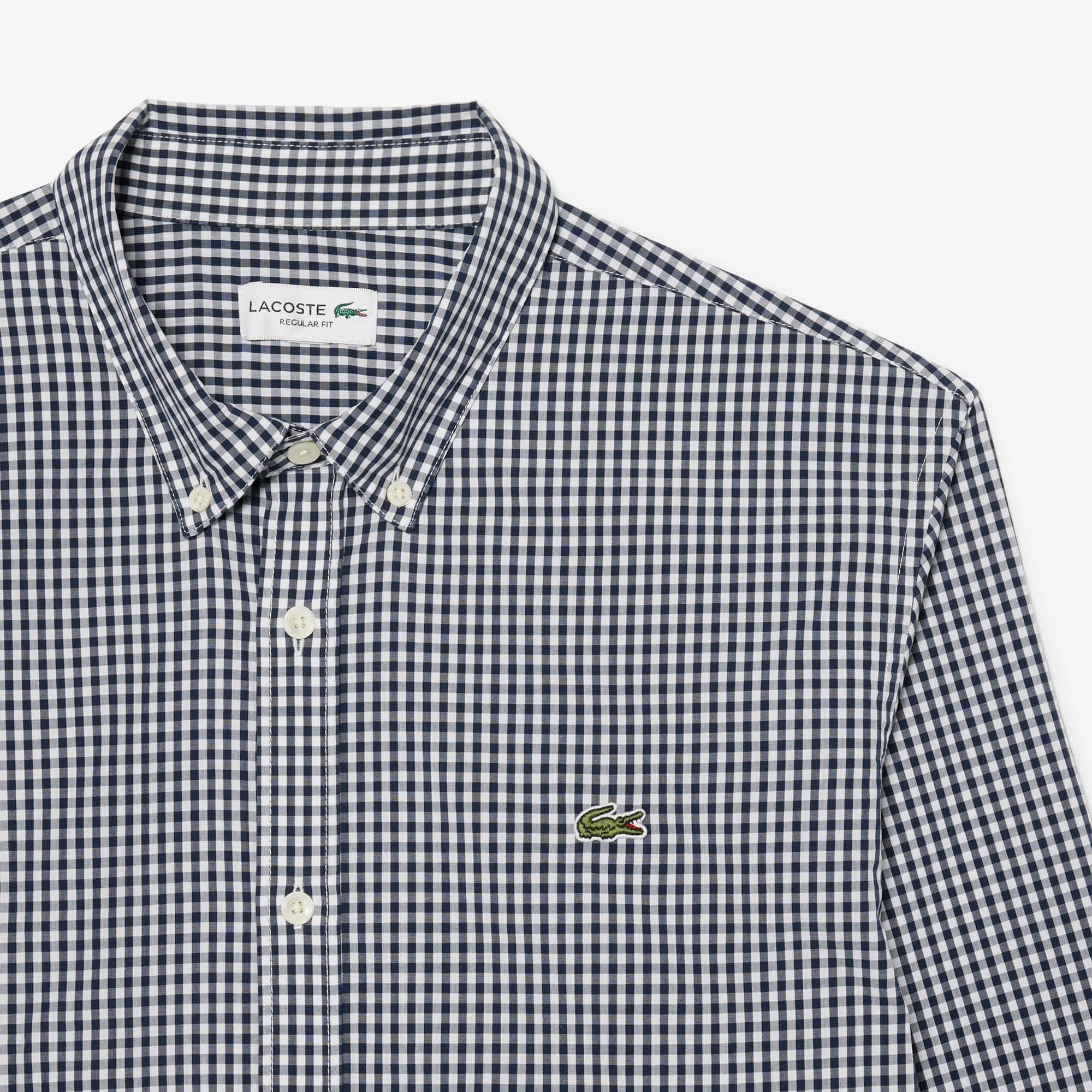 Regular Fit Plaid Poplin Shirt - White / Navy Blue