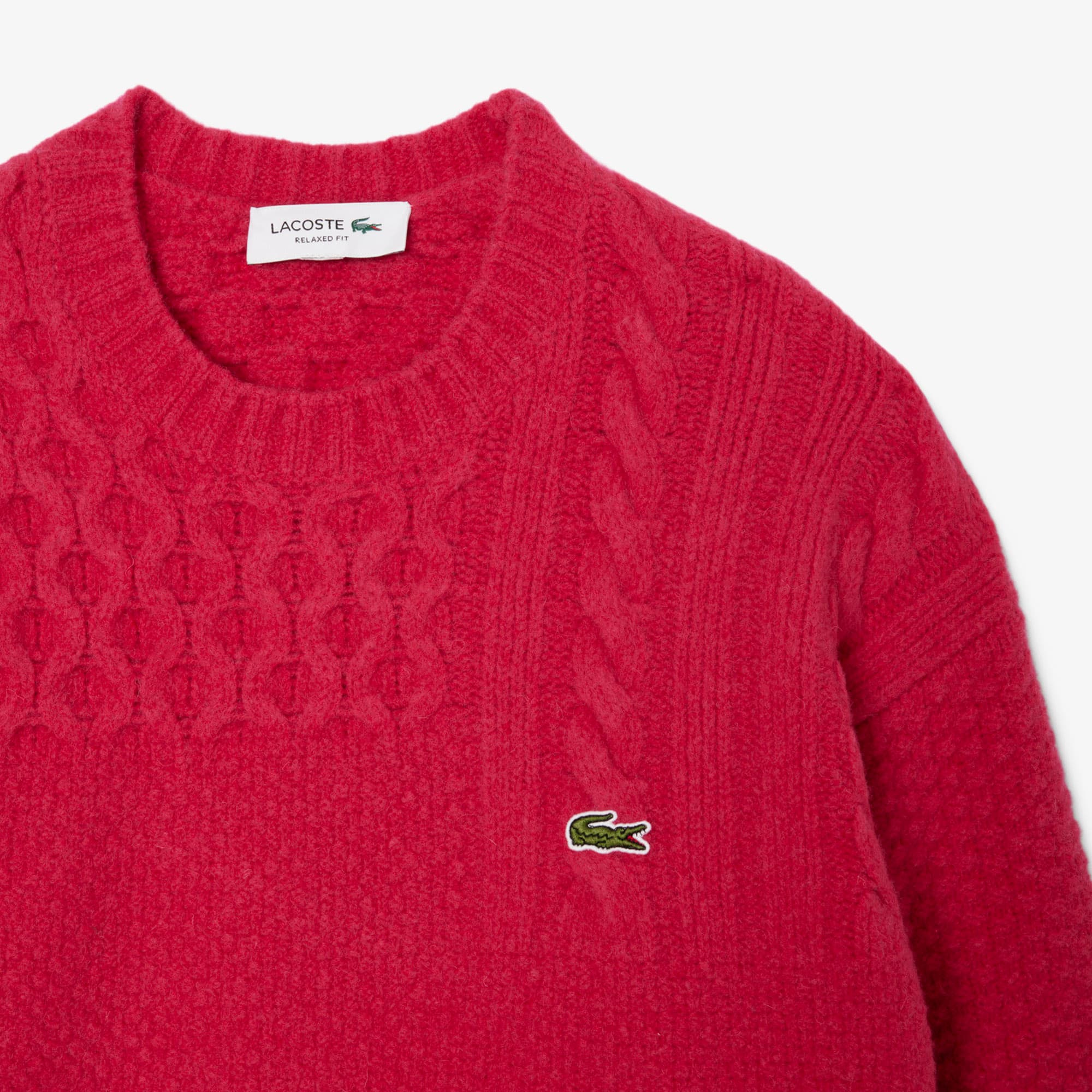 Men's Relaxed Fit Patchwork Effect Wool Sweater - Pink