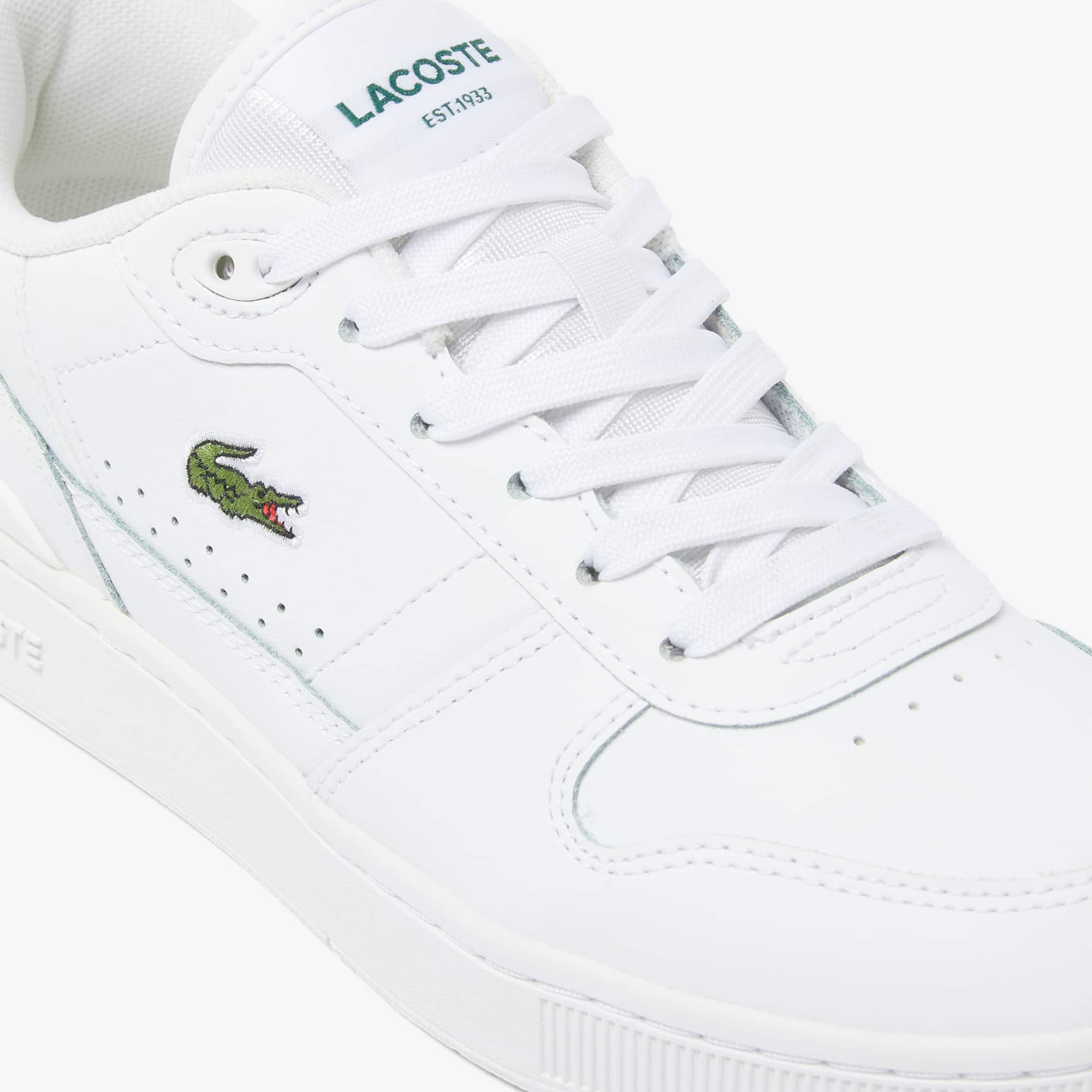 Women's T-Clip Set Leather Sneakers - WHITE/WHITE