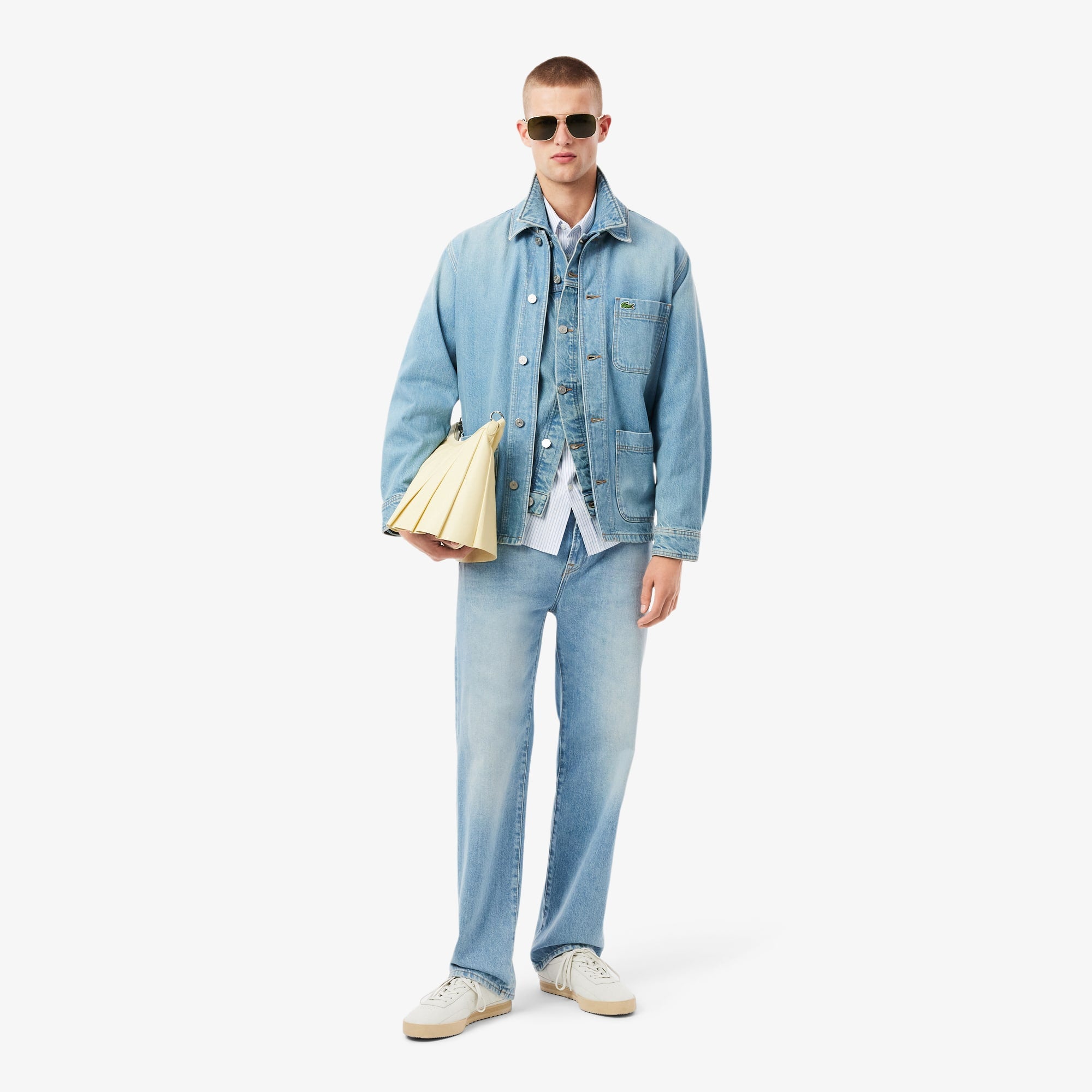 Men's Regular Fit Striped Pinpoint Shirt - White / Blue