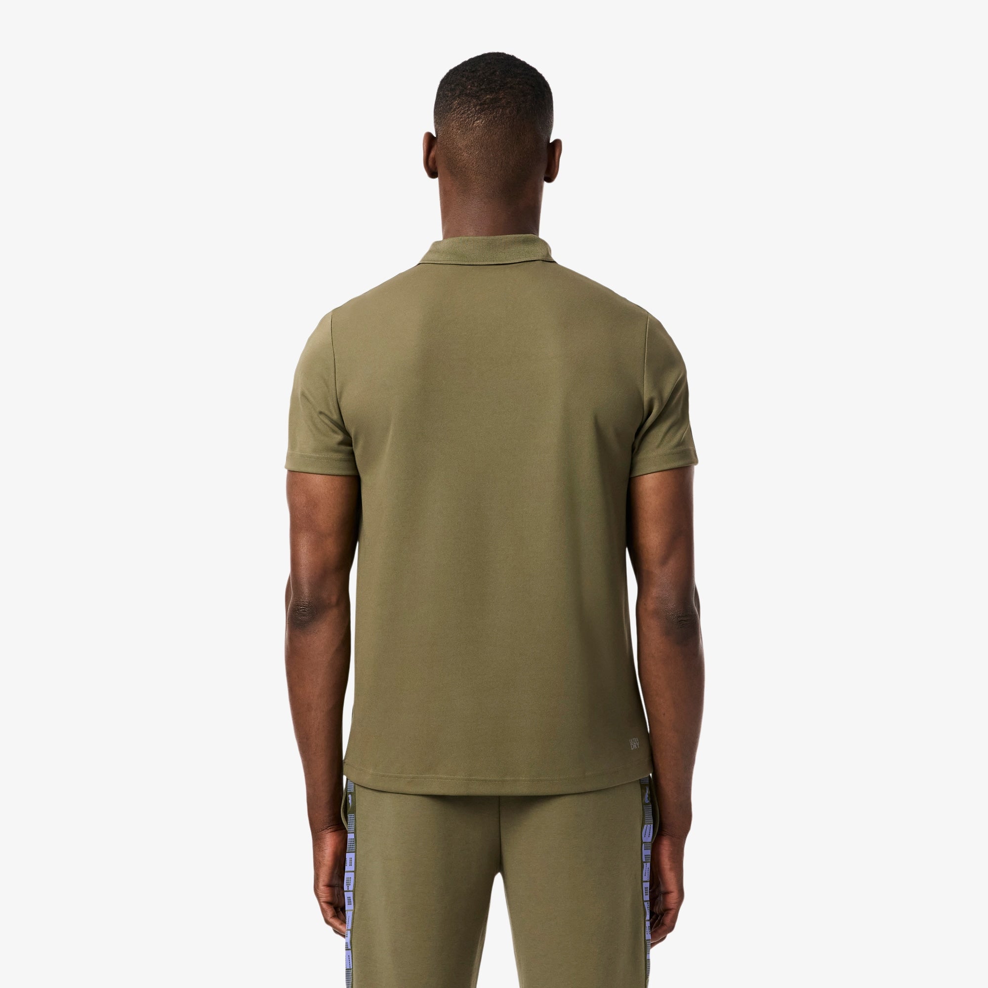 Men's Ultra Dry Branded Stripe Tennis Polo - Khaki Green