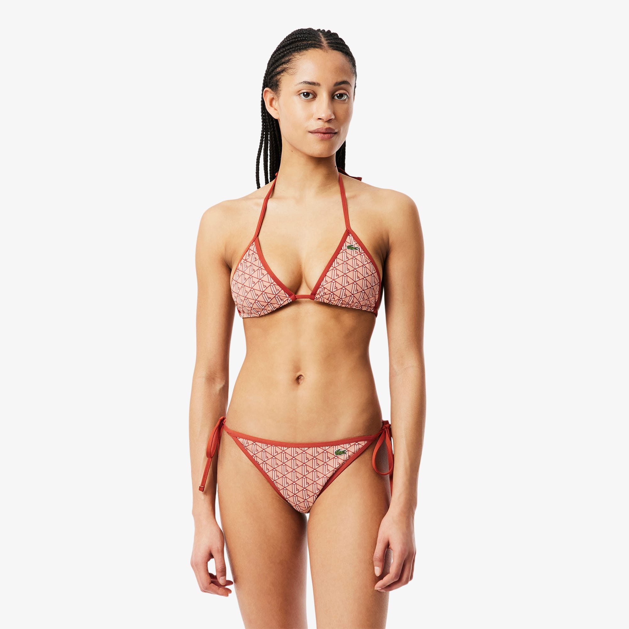 Women's Printed Jersey Swim Top - Brown / Beige
