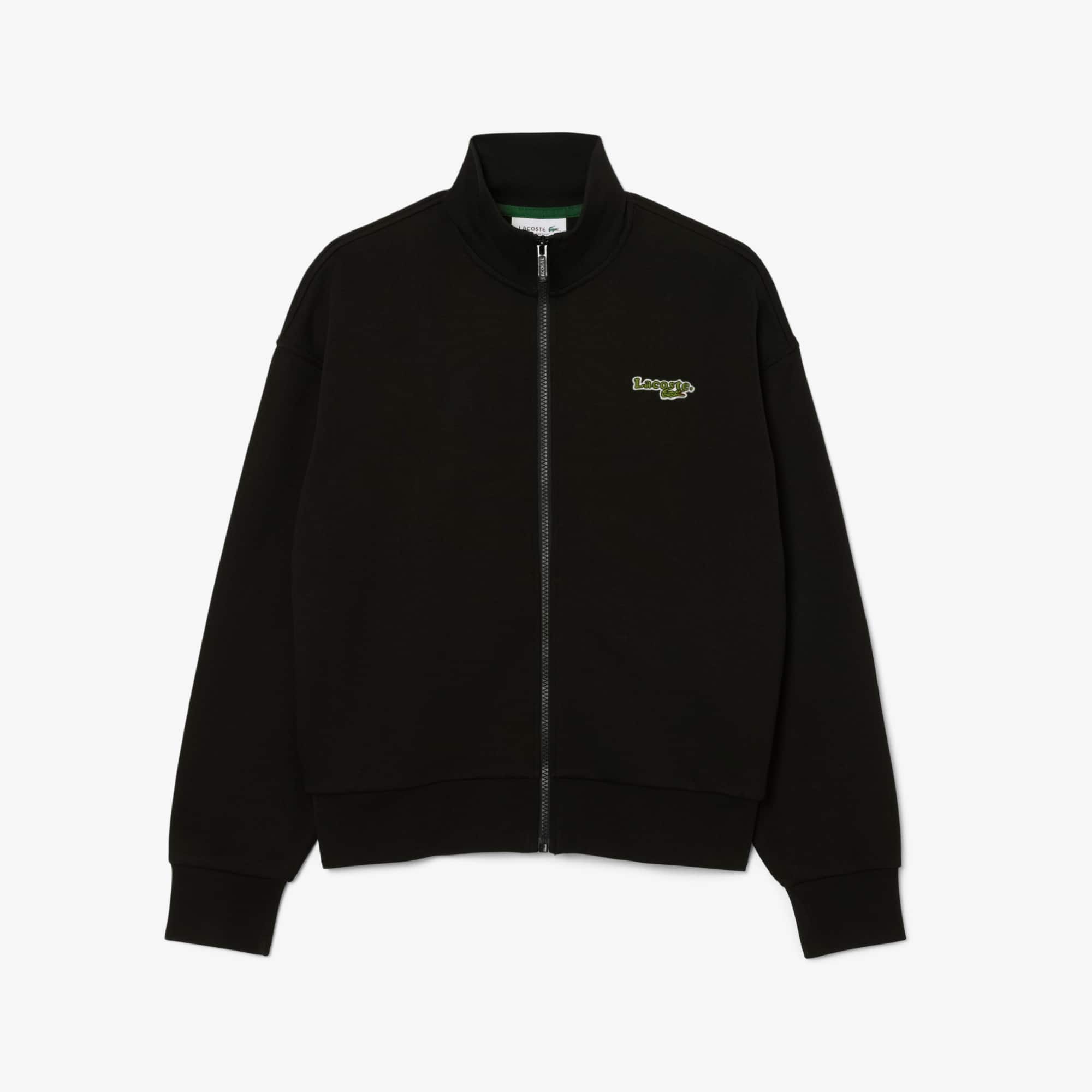 Relaxed Fit Zipped Badge Sweatshirt - Black