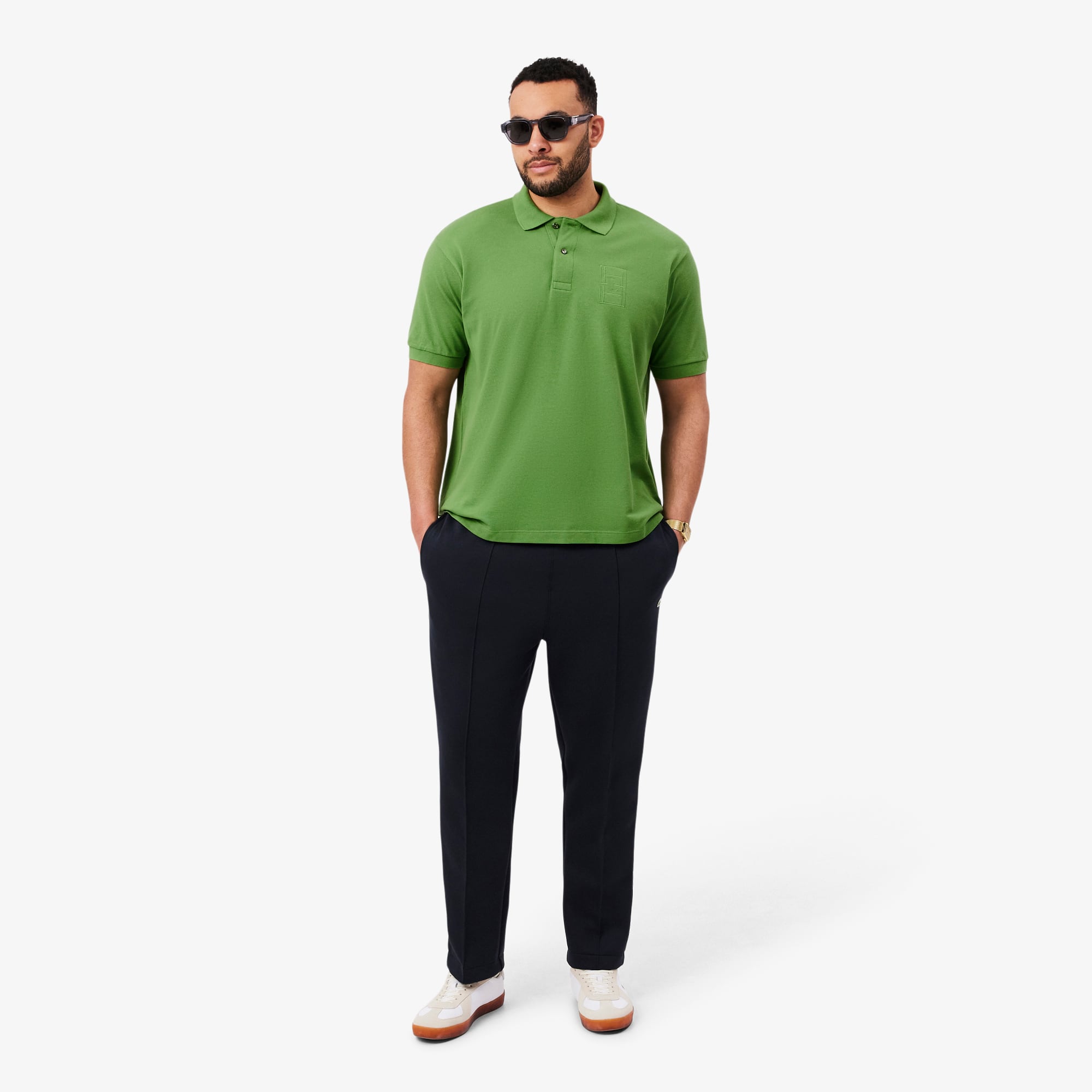 Classic Fit Embroidery Detail Petit Piqué Polo - Green