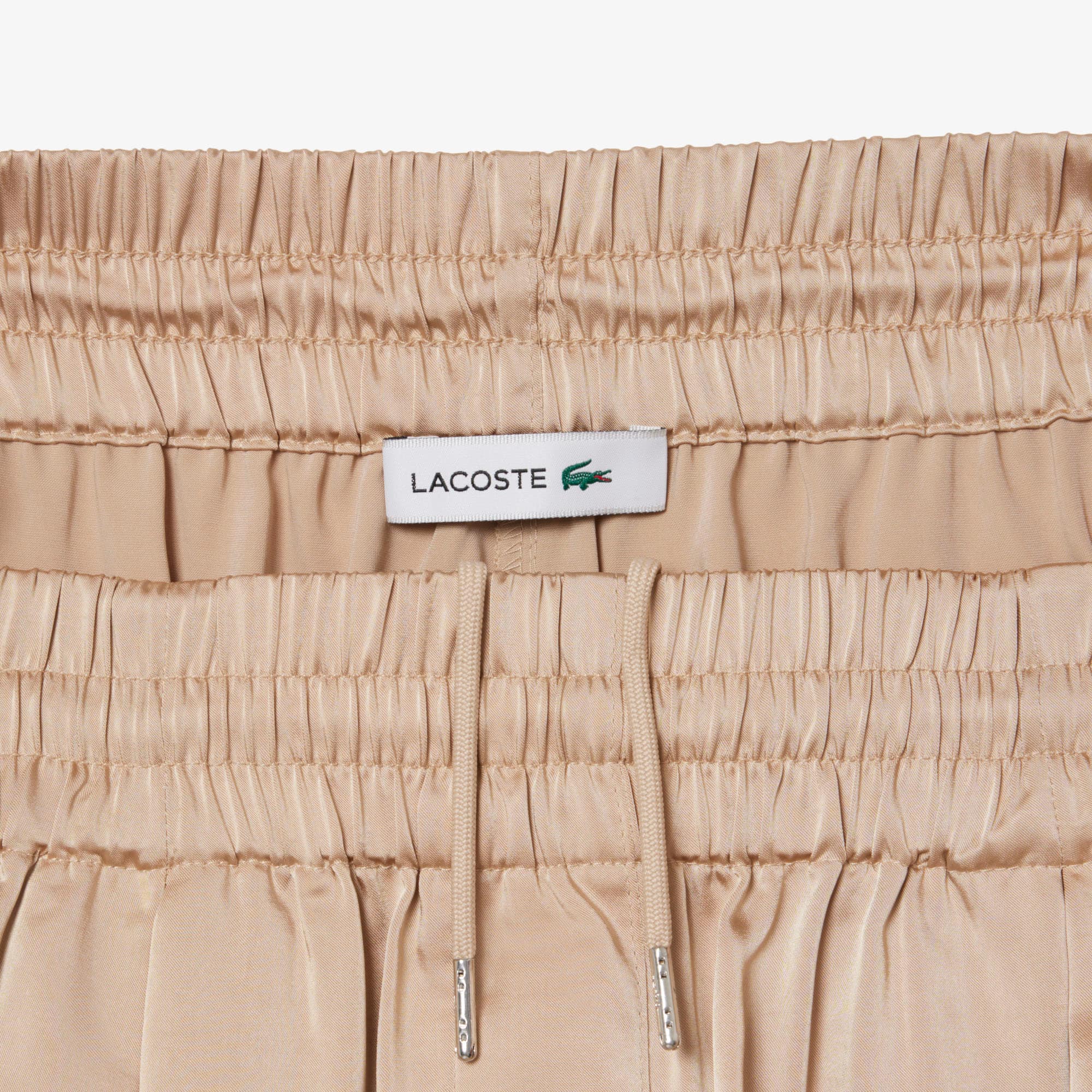 Oversized Elasticated Satin Pants - Beige