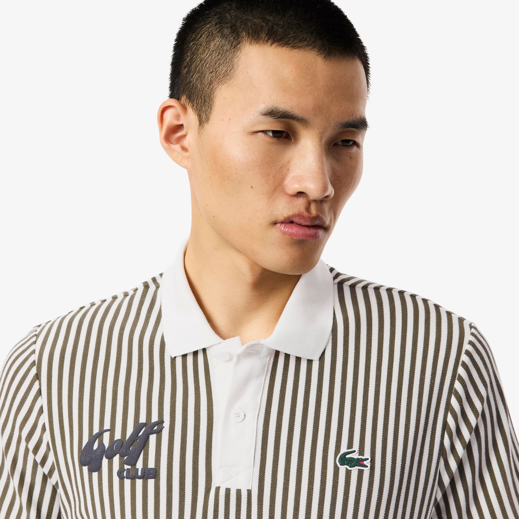 Men's Thermo-Regulating Striped Golf Polo - Green / White