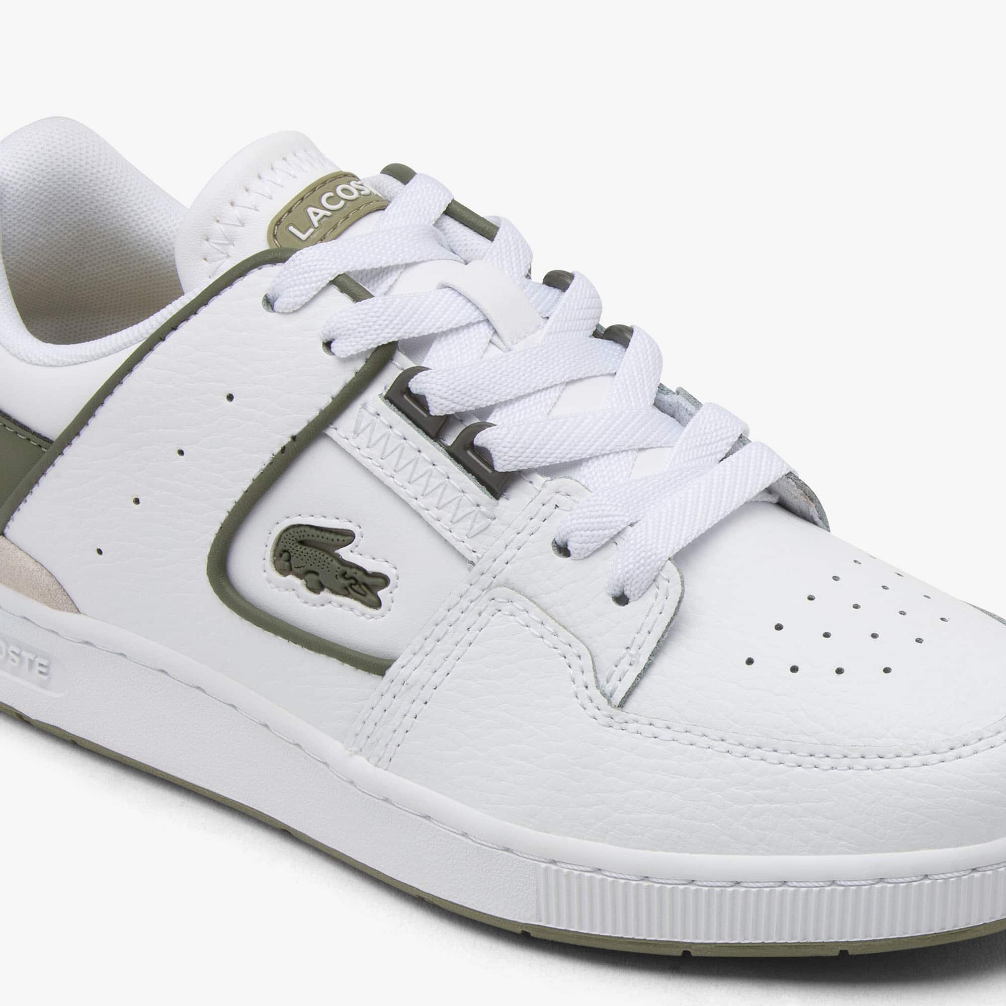 Women's Court Cage Leather Sneakers - WHT/KHK