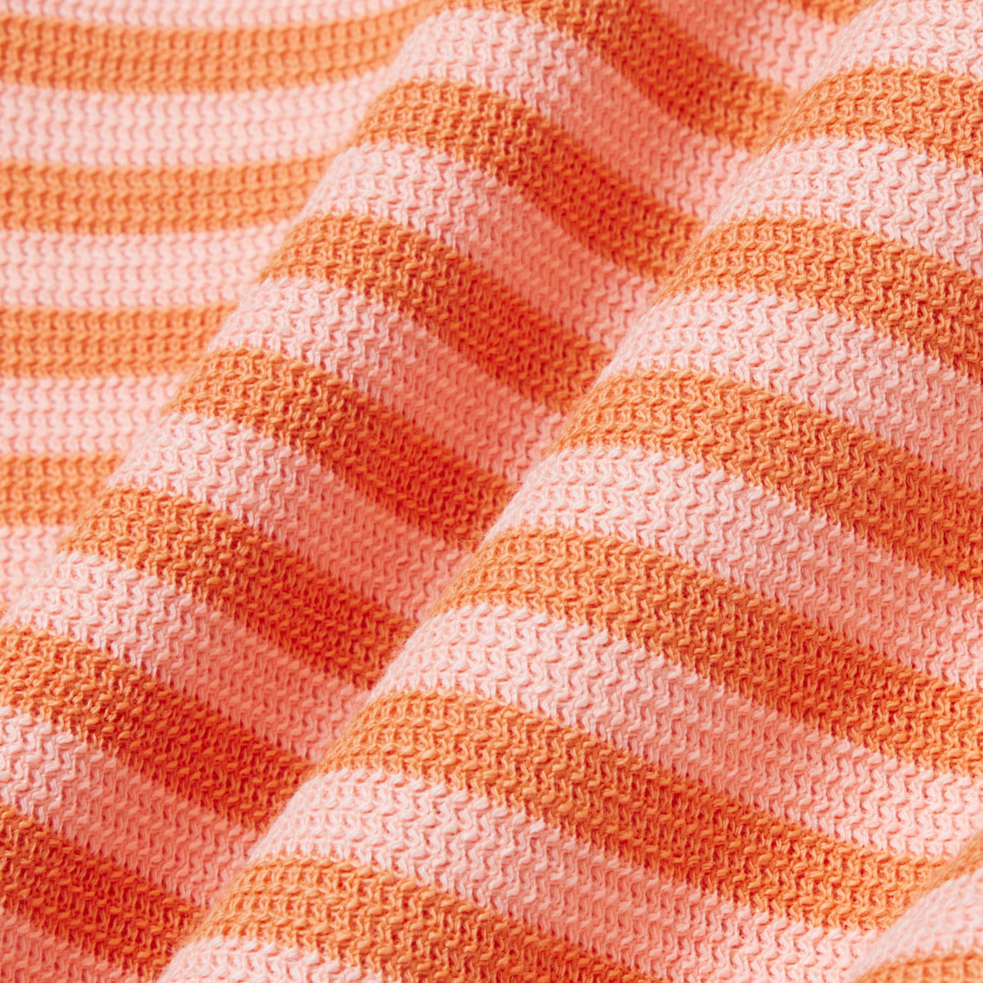 Classic Fit Textured Striped Polo - Rose / Orange