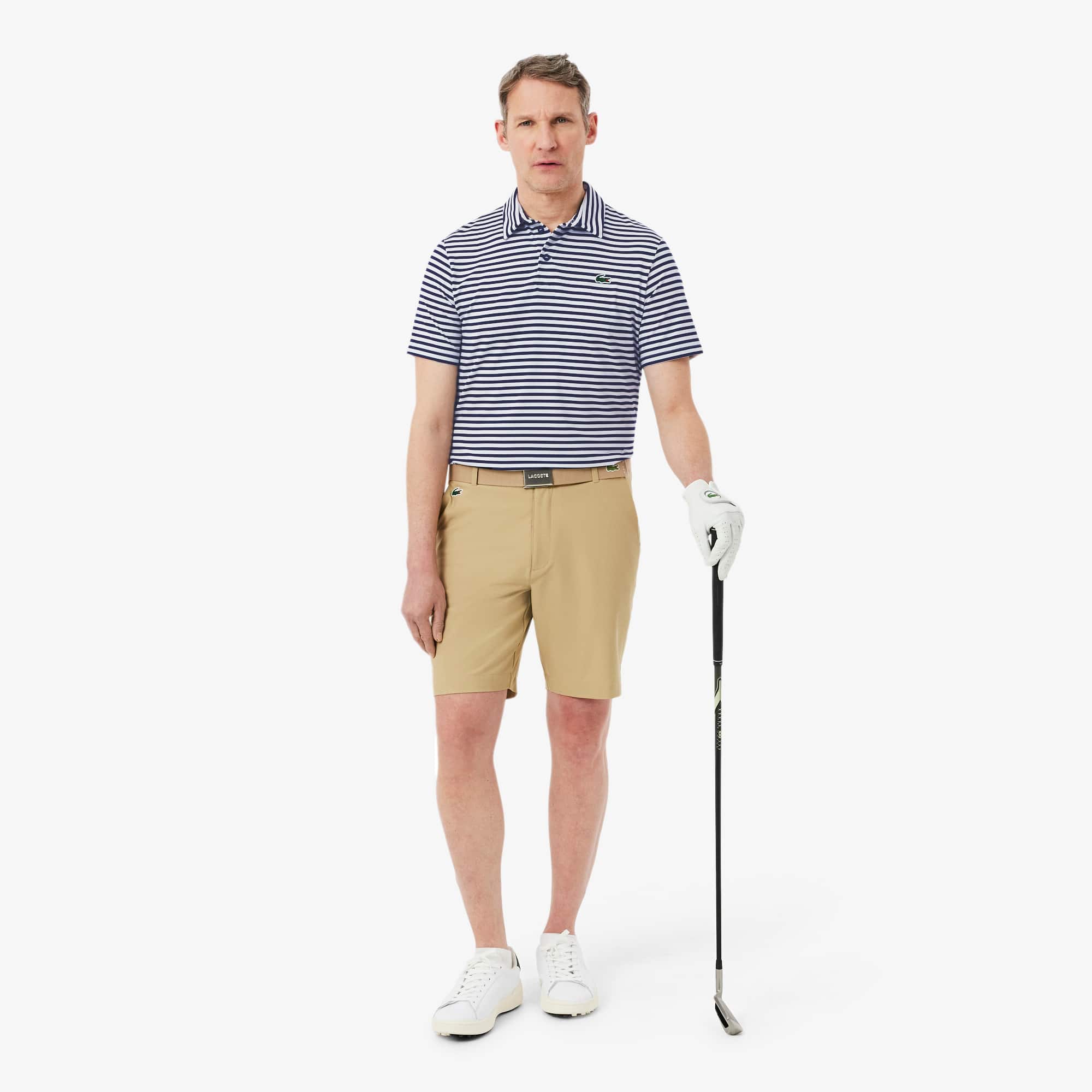 Regular Fit Ultra Dry Striped Golf Polo - Navy Blue / White