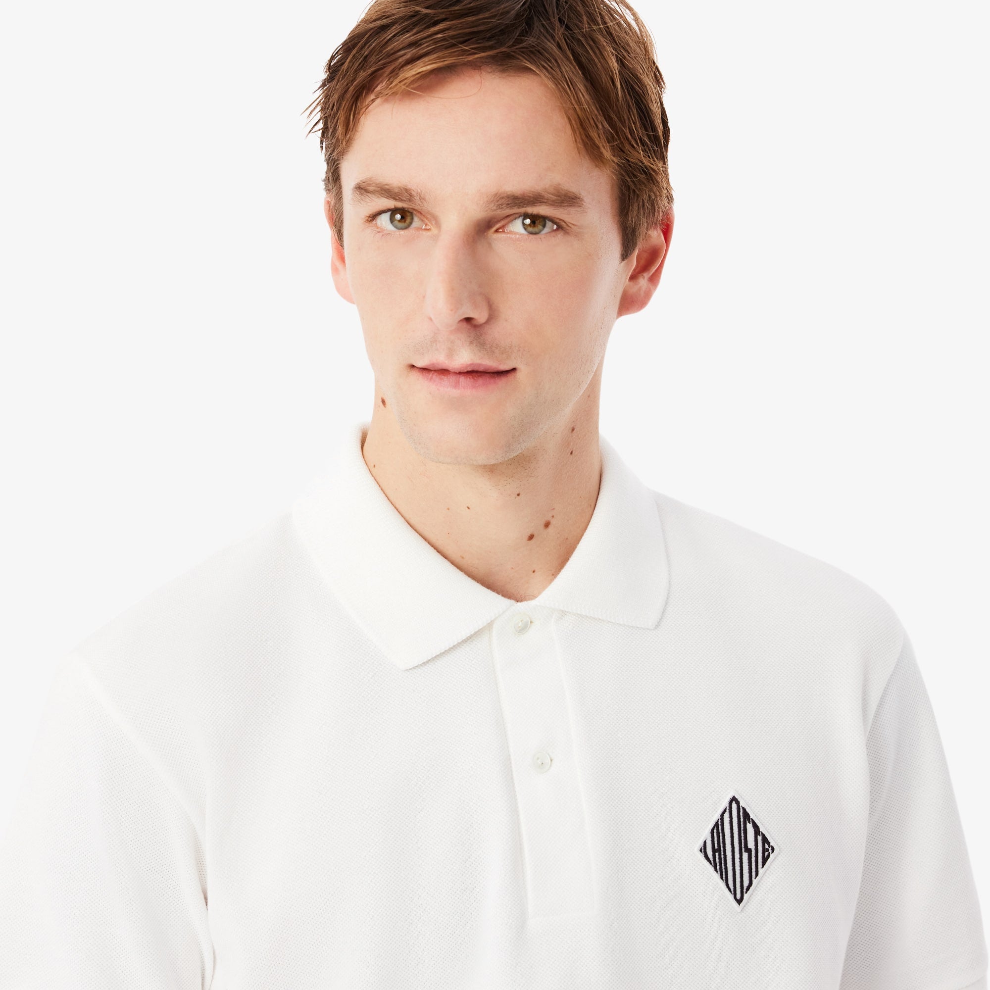 Classic Fit Badge Accent Piqué Polo - White