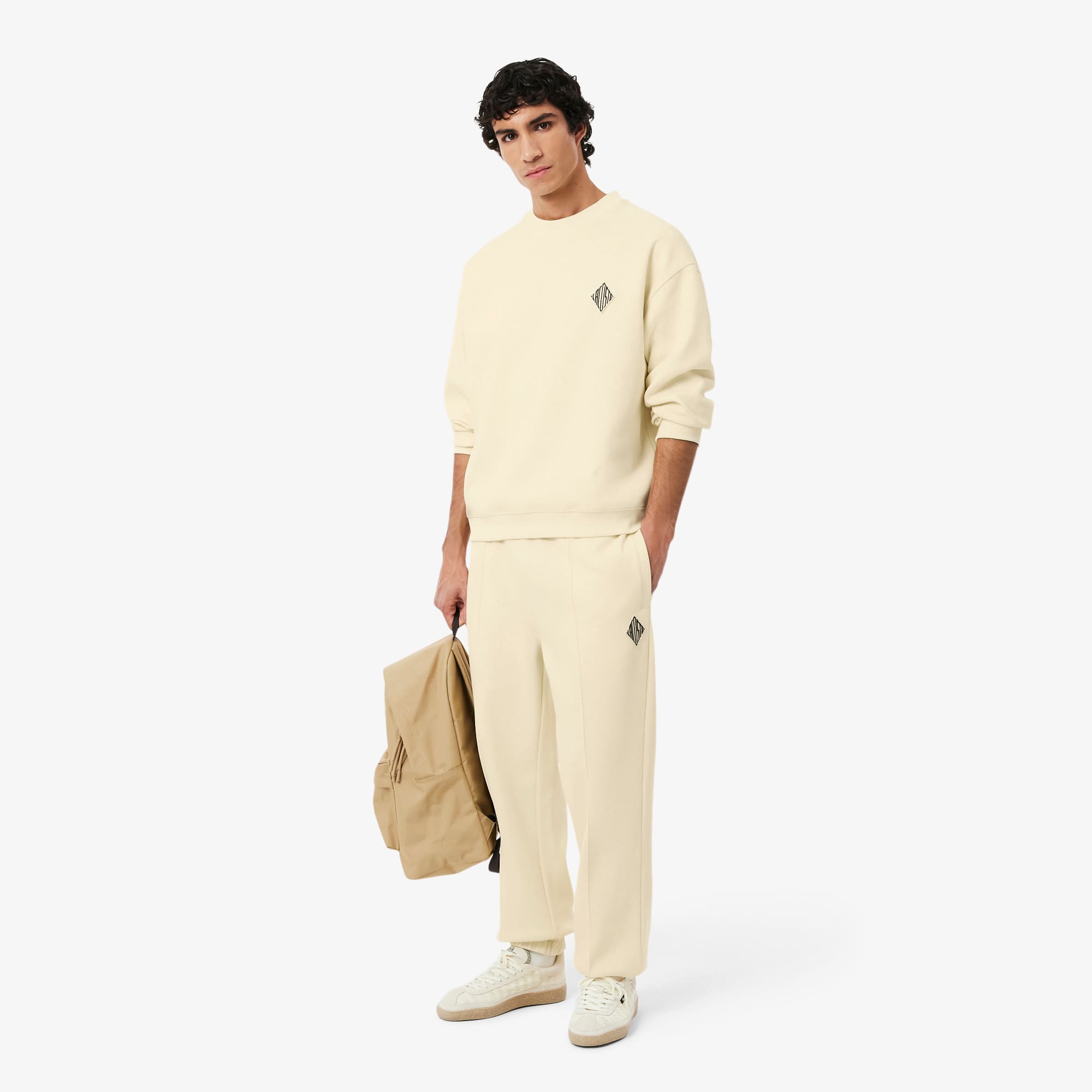 Double Face Piqué Badge Sweatshirt - Lemon Beige