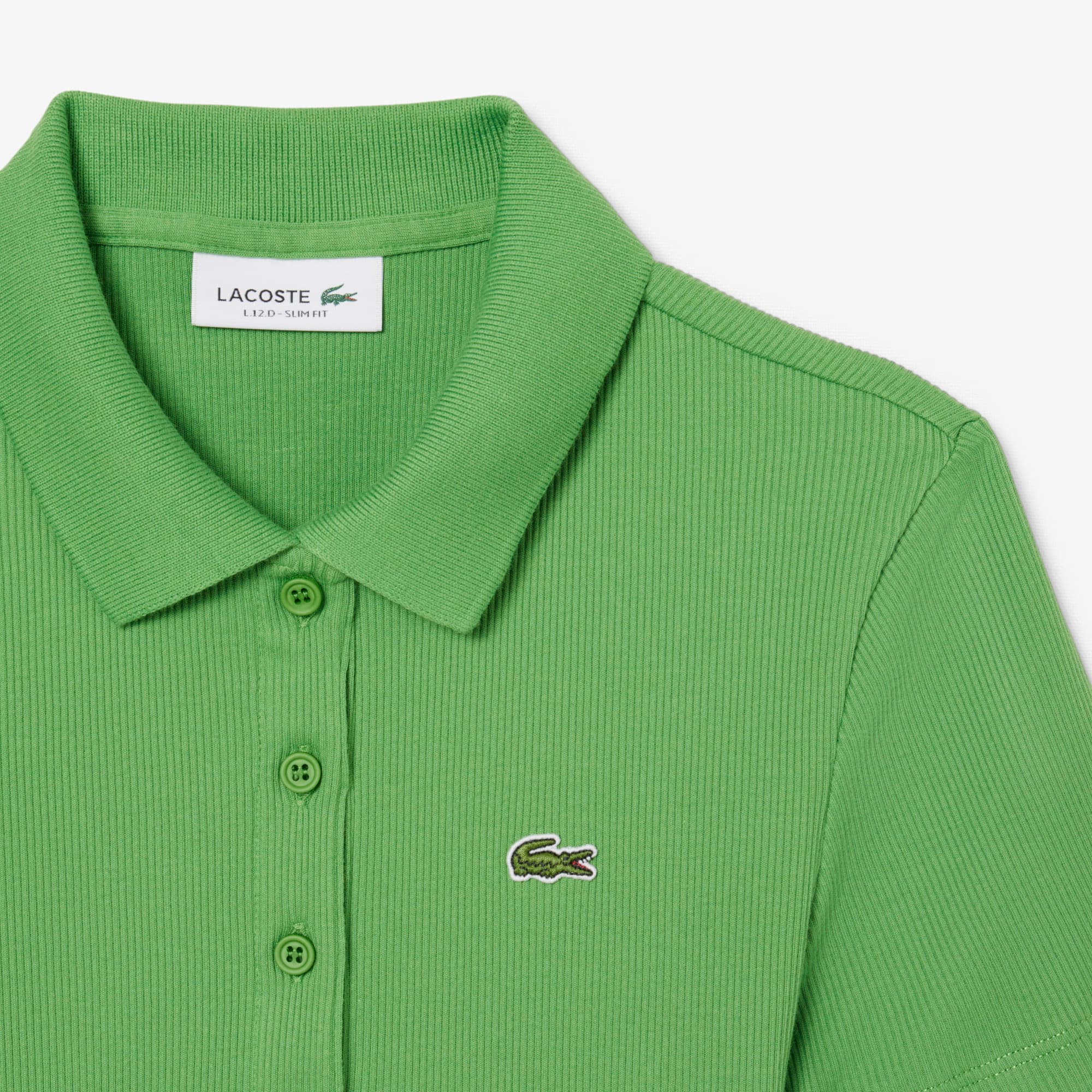Women's Slim Fit L.12.D Ribbed Cotton Polo - Vert
