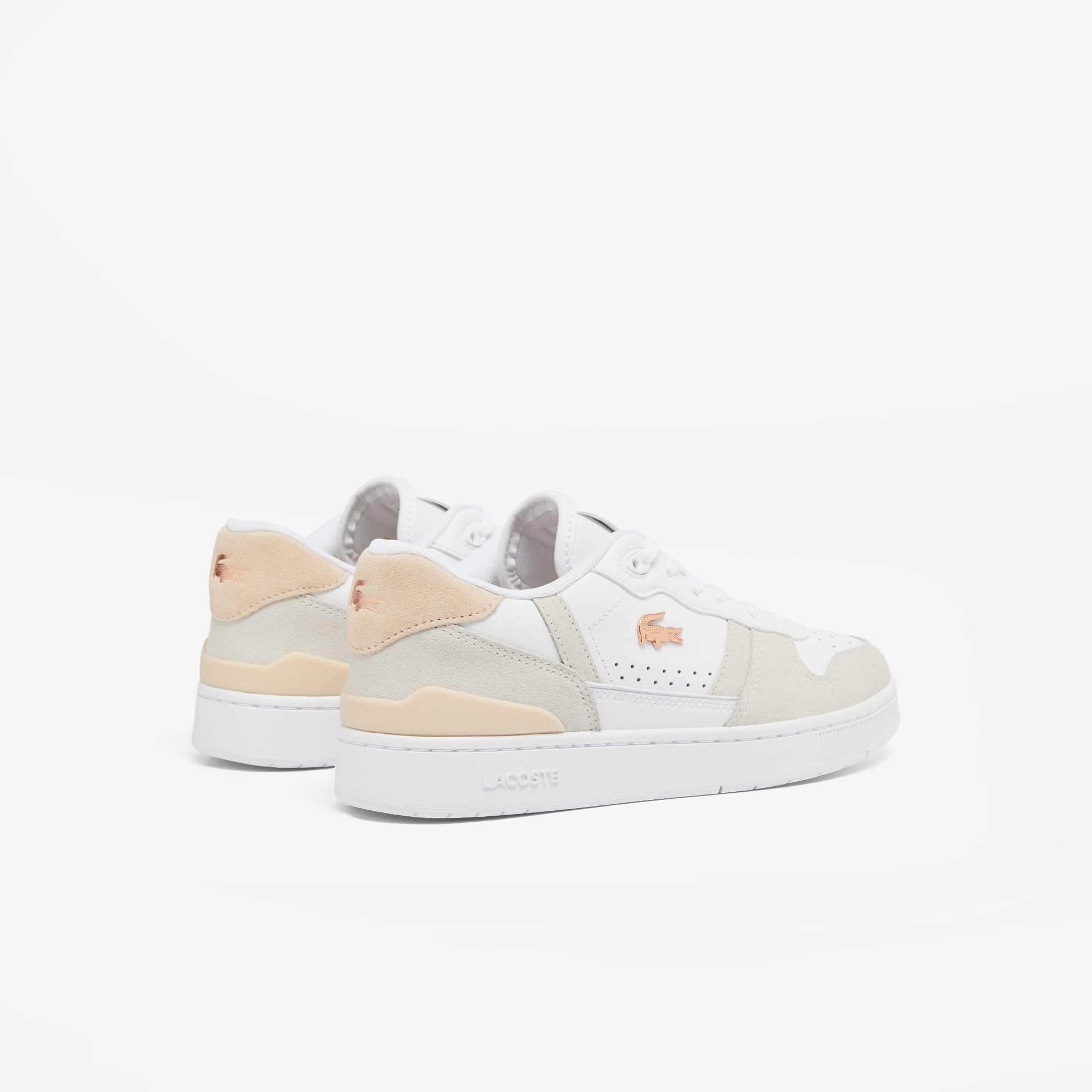 Women's T-Clip Set Leather Sneakers - WHT/LT PINK