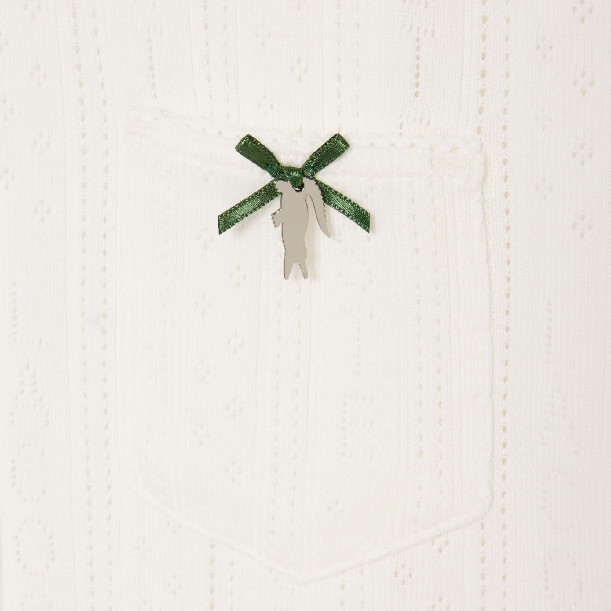 Slim Fit Pointelle Cardigan - White