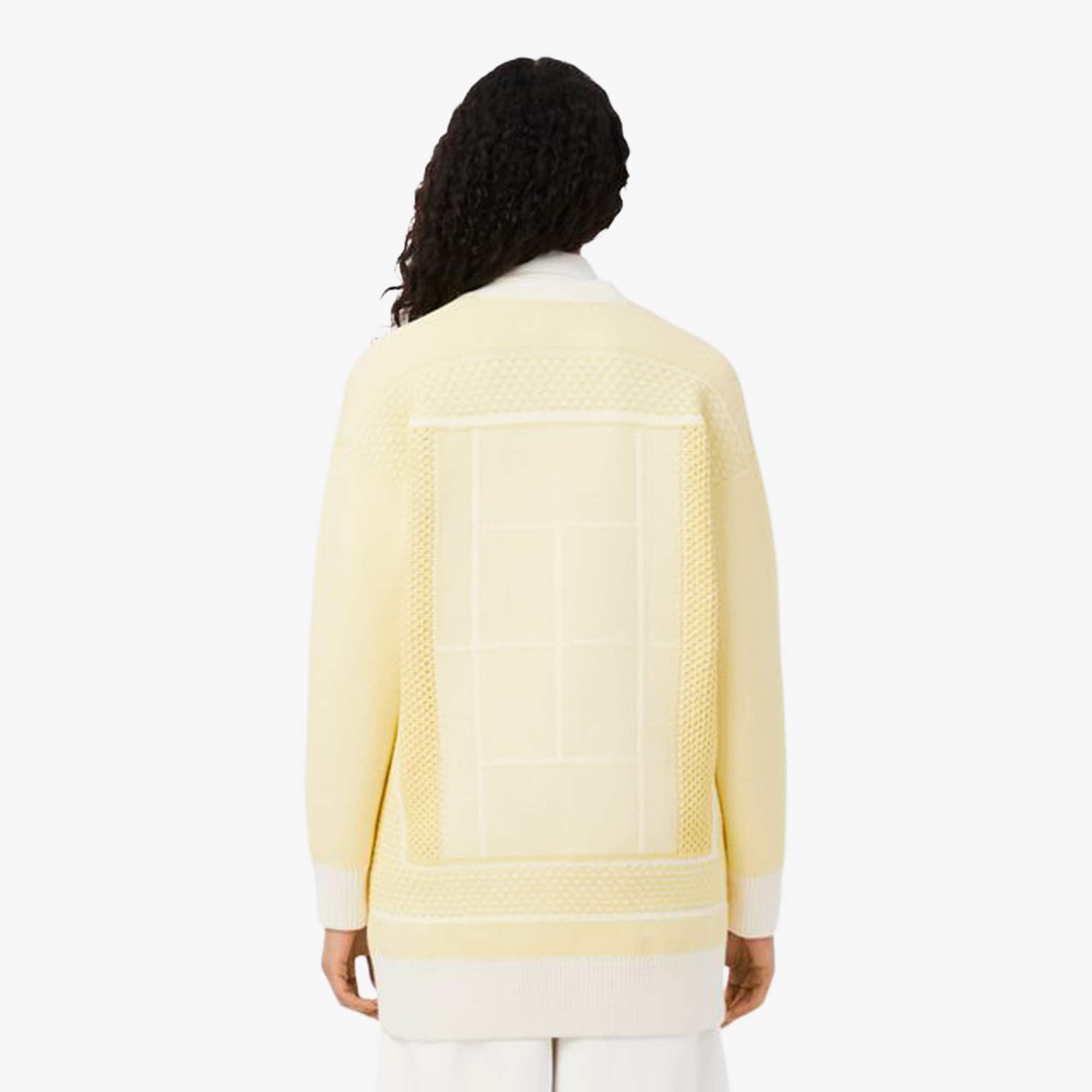 Tennis Court Long Cardigan - Blanc / Jaune