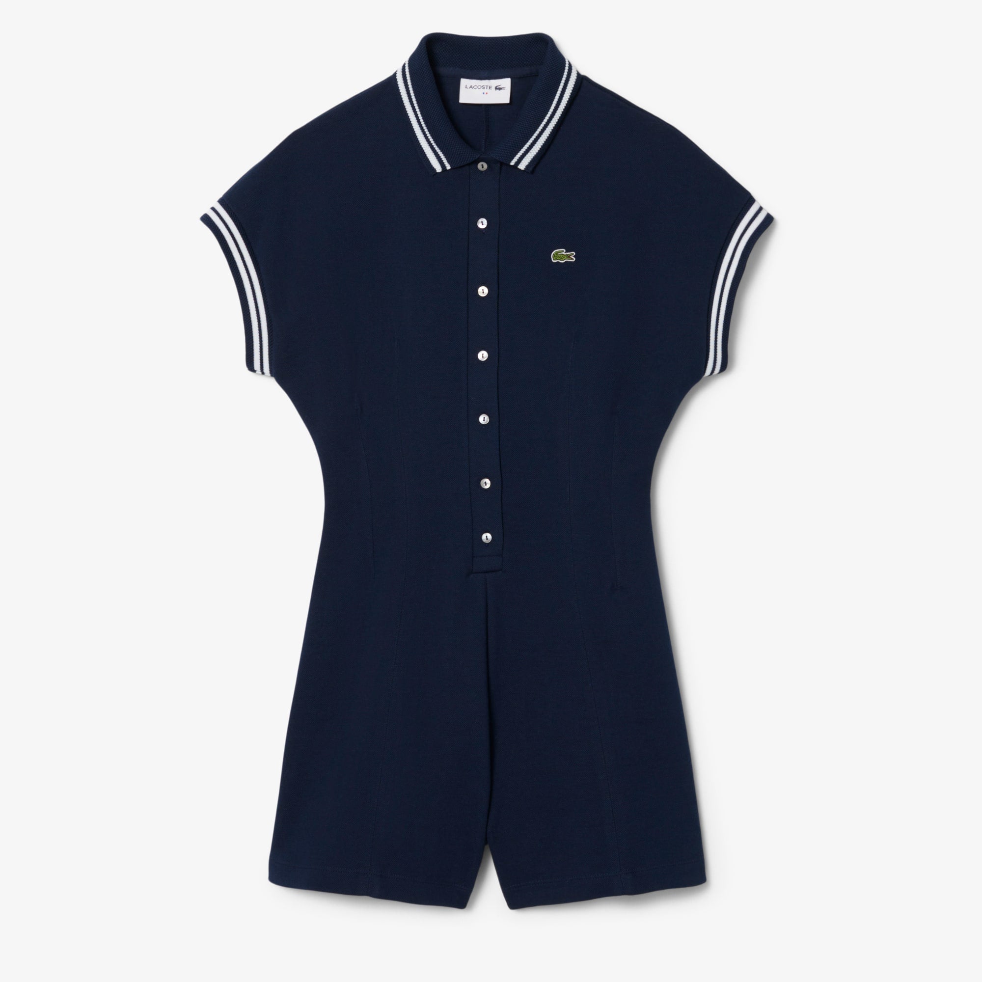 Made In France Polo Collar Playsuit - Navy Blue / White