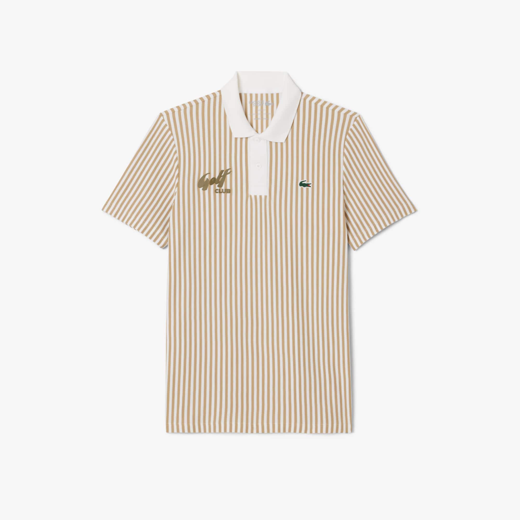 Men's Thermo-Regulating Striped Golf Polo - Beige / White