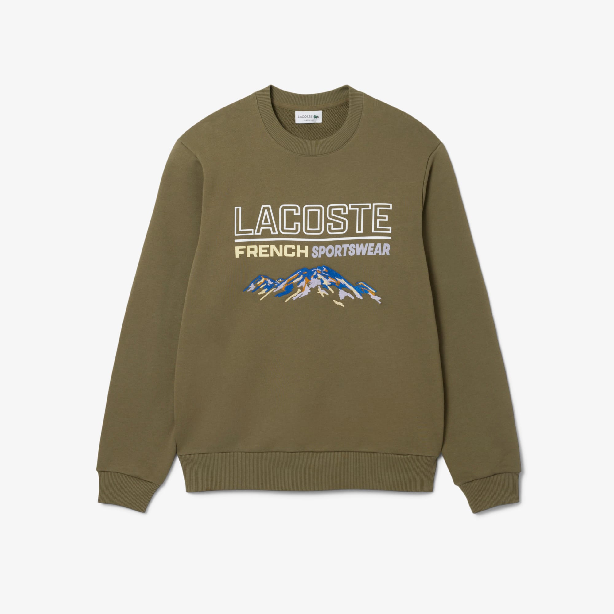 Men's Embroidered Motif Fleece Sweatshirt - Khaki Green
