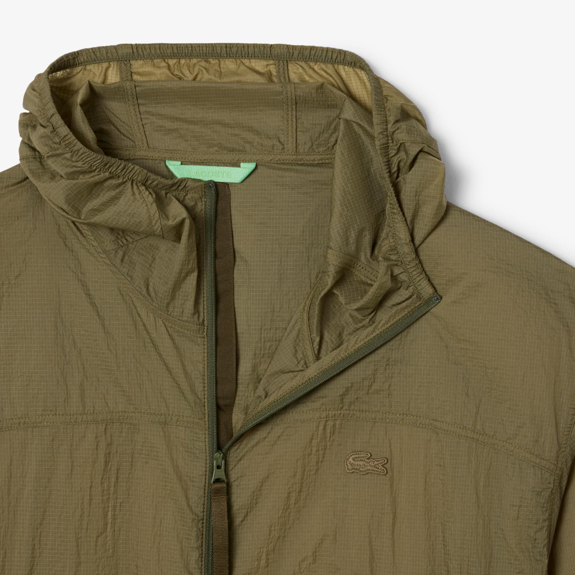Men's Water-Repellent Nylon Jacket - Khaki Green