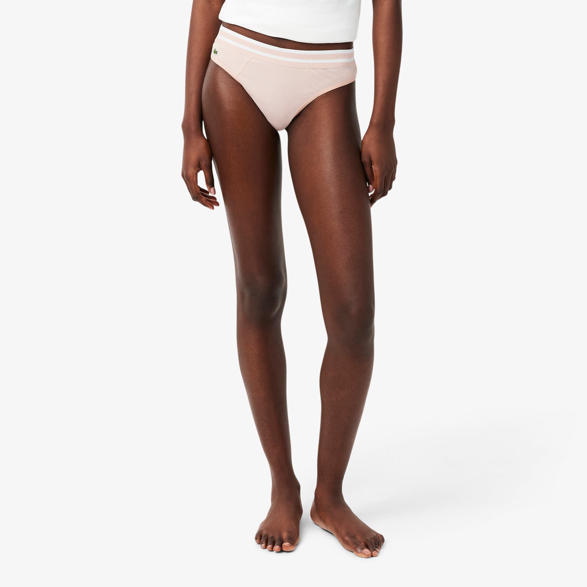Cotton Stripe Waist String Briefs - Rose