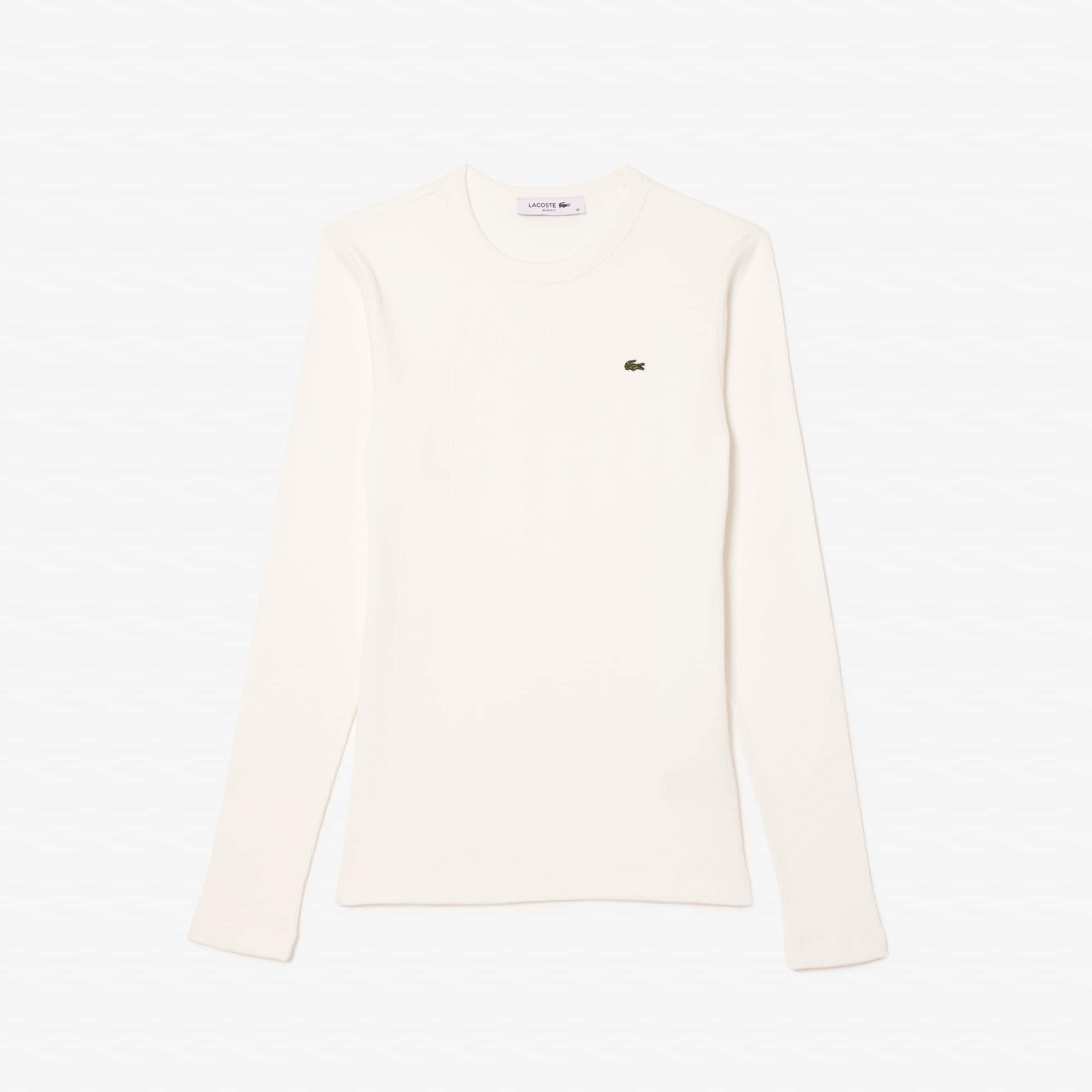 Women's Slim Fit Ribbed Cotton T-Shirt - White