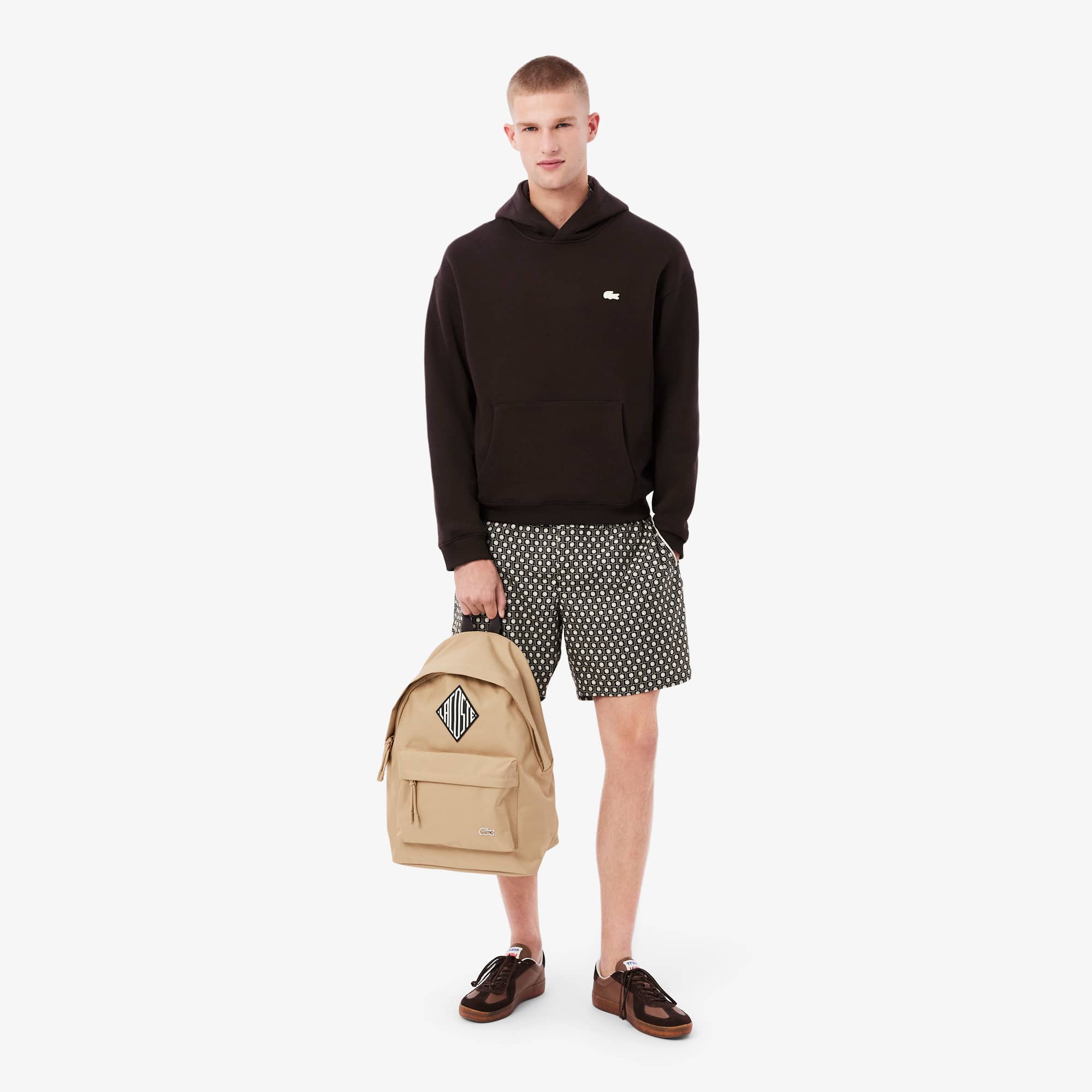 Loose Fit Printed Hoodie - Brown