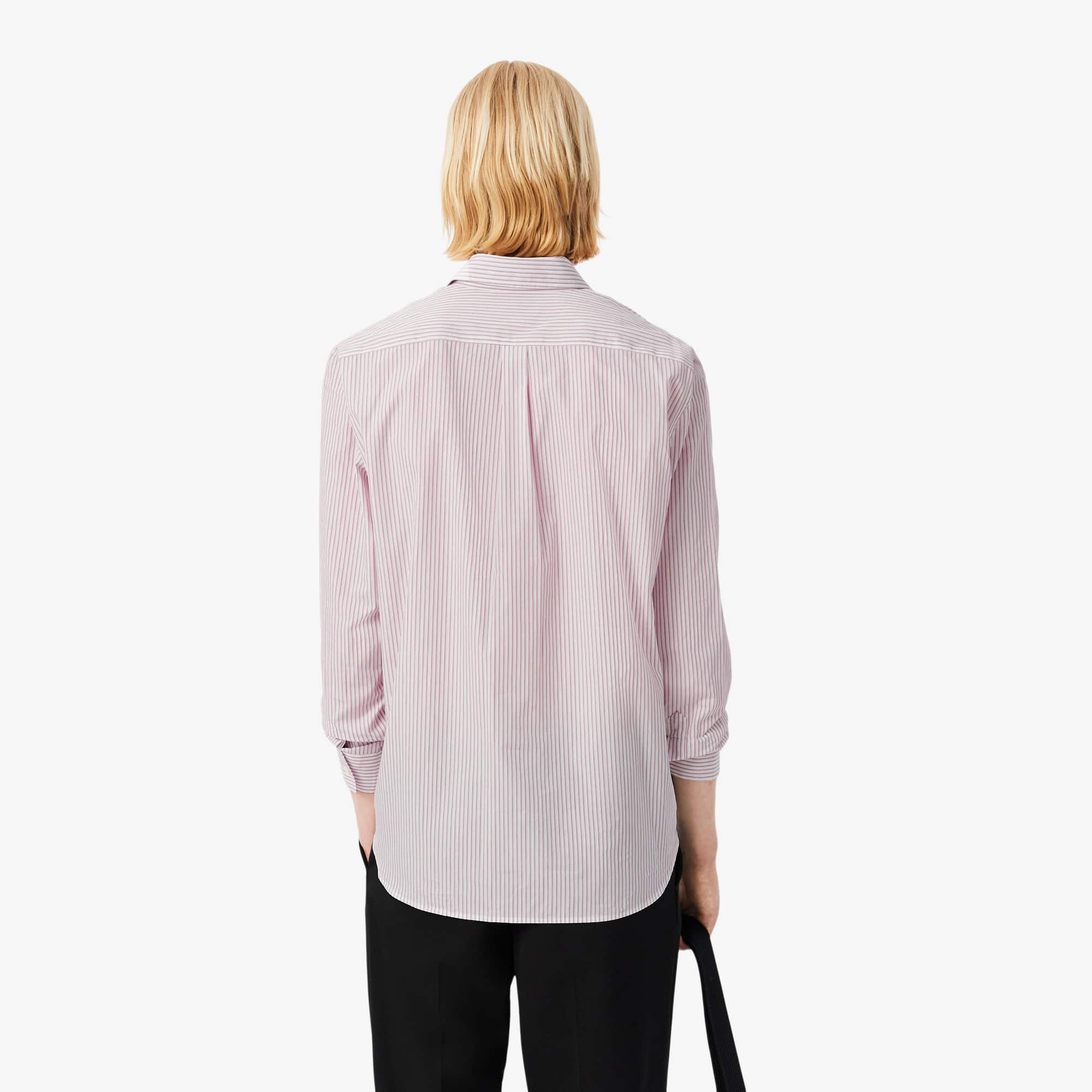 Men's Regular Fit Striped Button Down Shirt - Blanc / Bordeaux / Marron